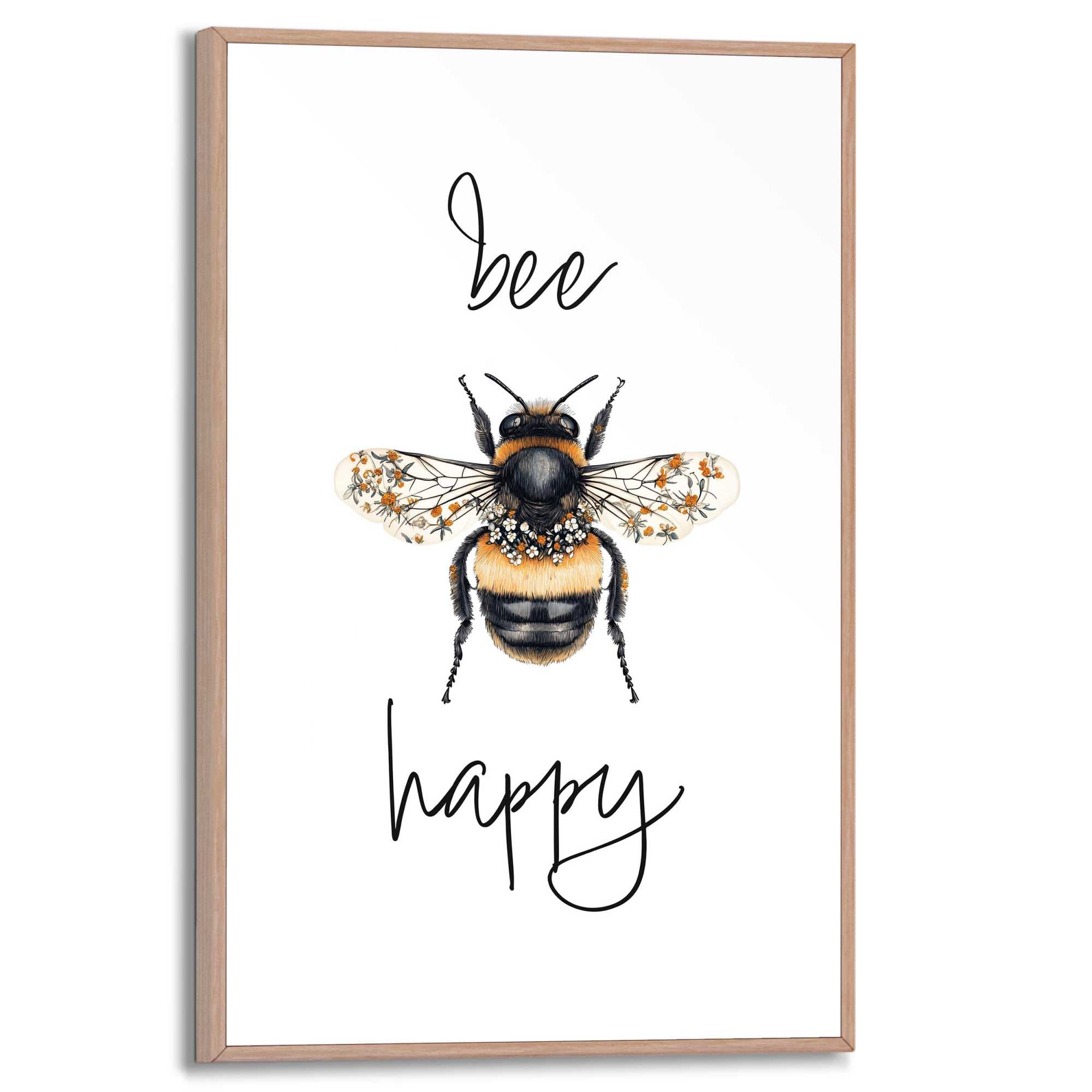 Image of Reinders Poster "Bee Happy" Küche - Gelb - MDF - Tiere - 20x30 cm