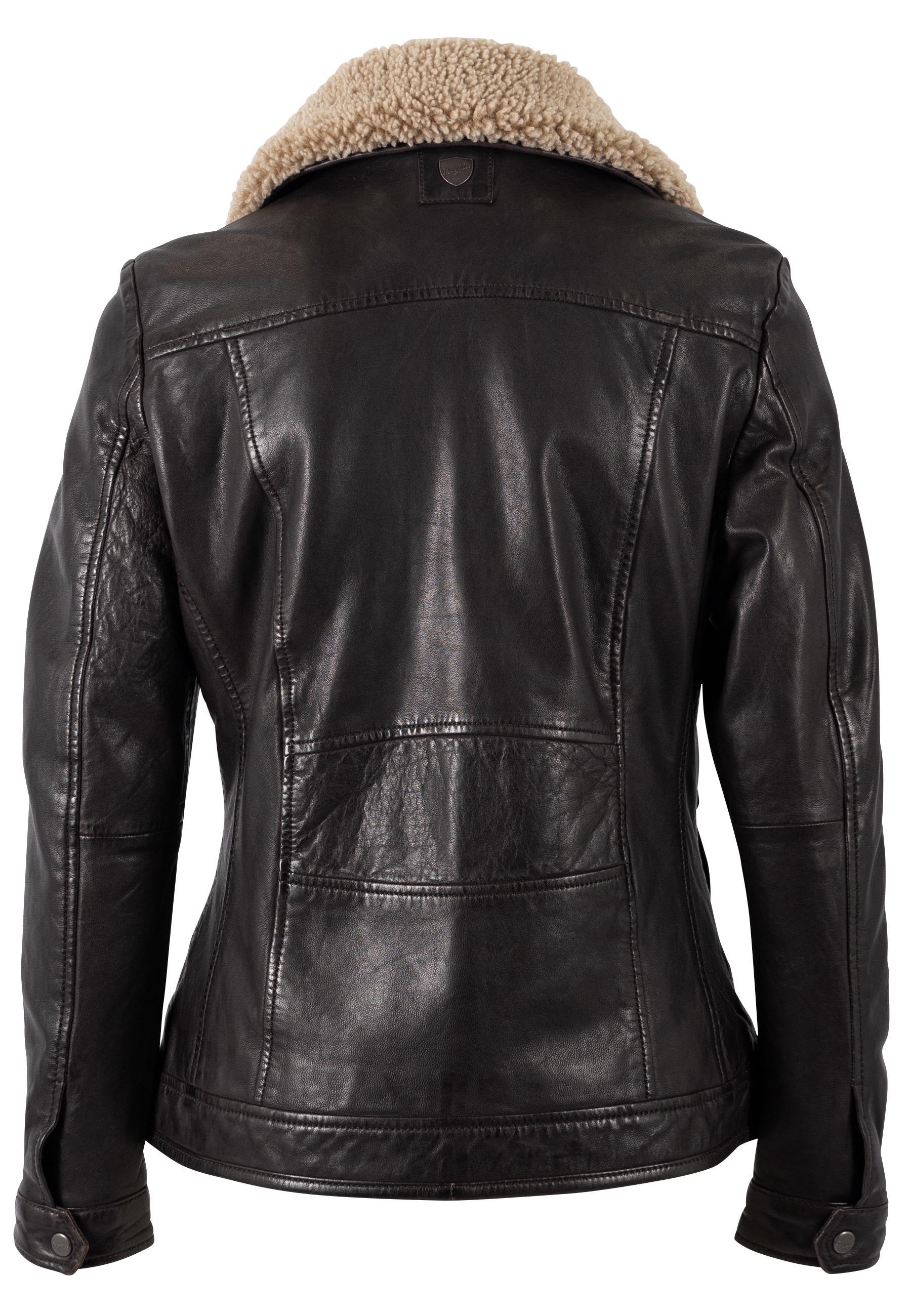 Mauritius Veste en cuir »MWBriselle« avec col en fausse fourrure teddy