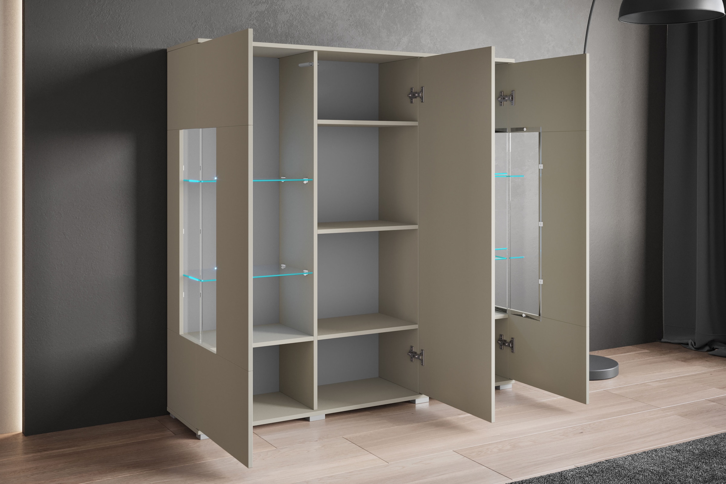 GOODproduct »Kenia« 1 cuis tlg. Buffet moderne, avec portes en verre, largeur 135 cm