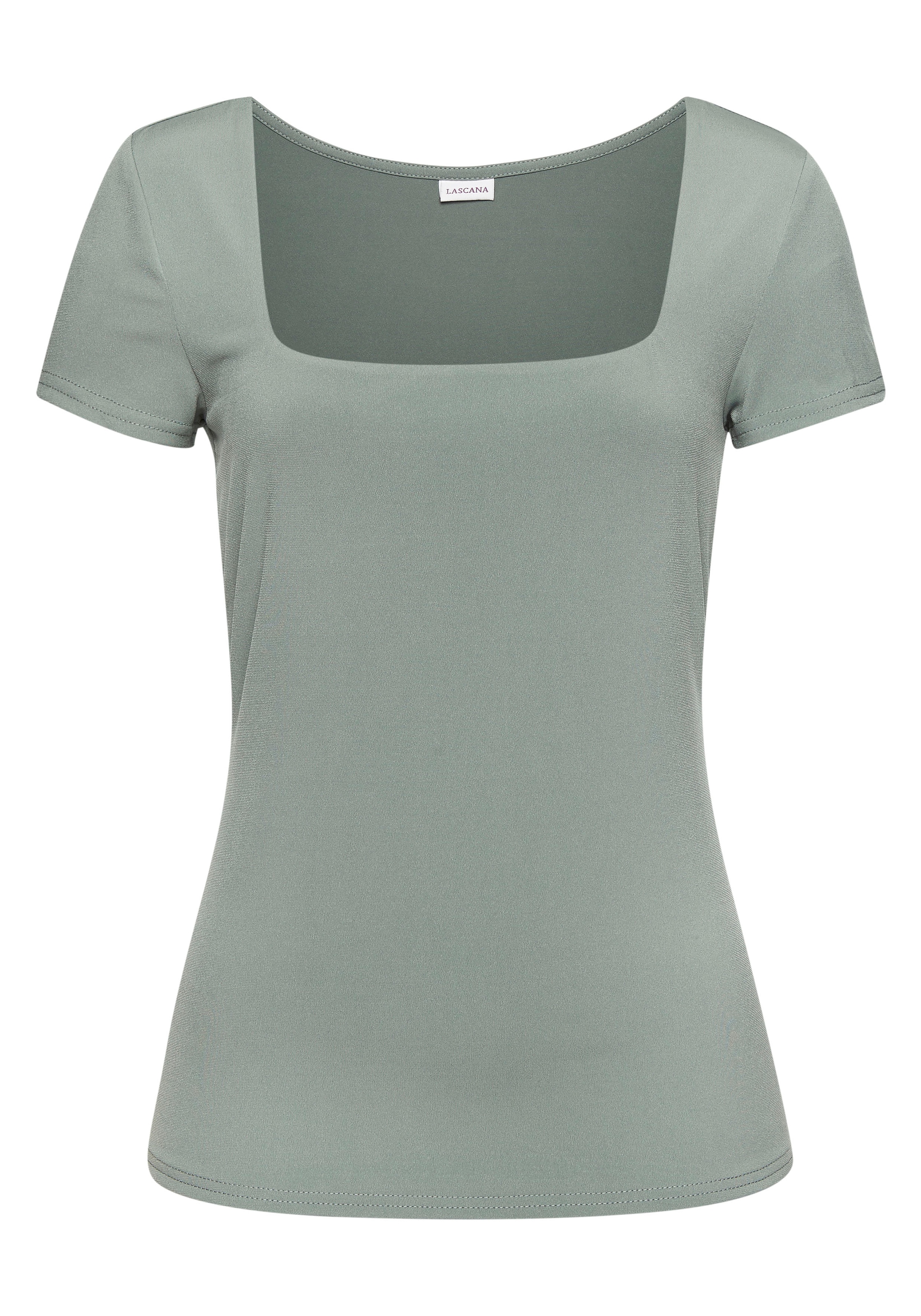 LASCANA T-Shirt, aus bügelfreiem Material, elegantes Kurzarmshirt, doppellagig