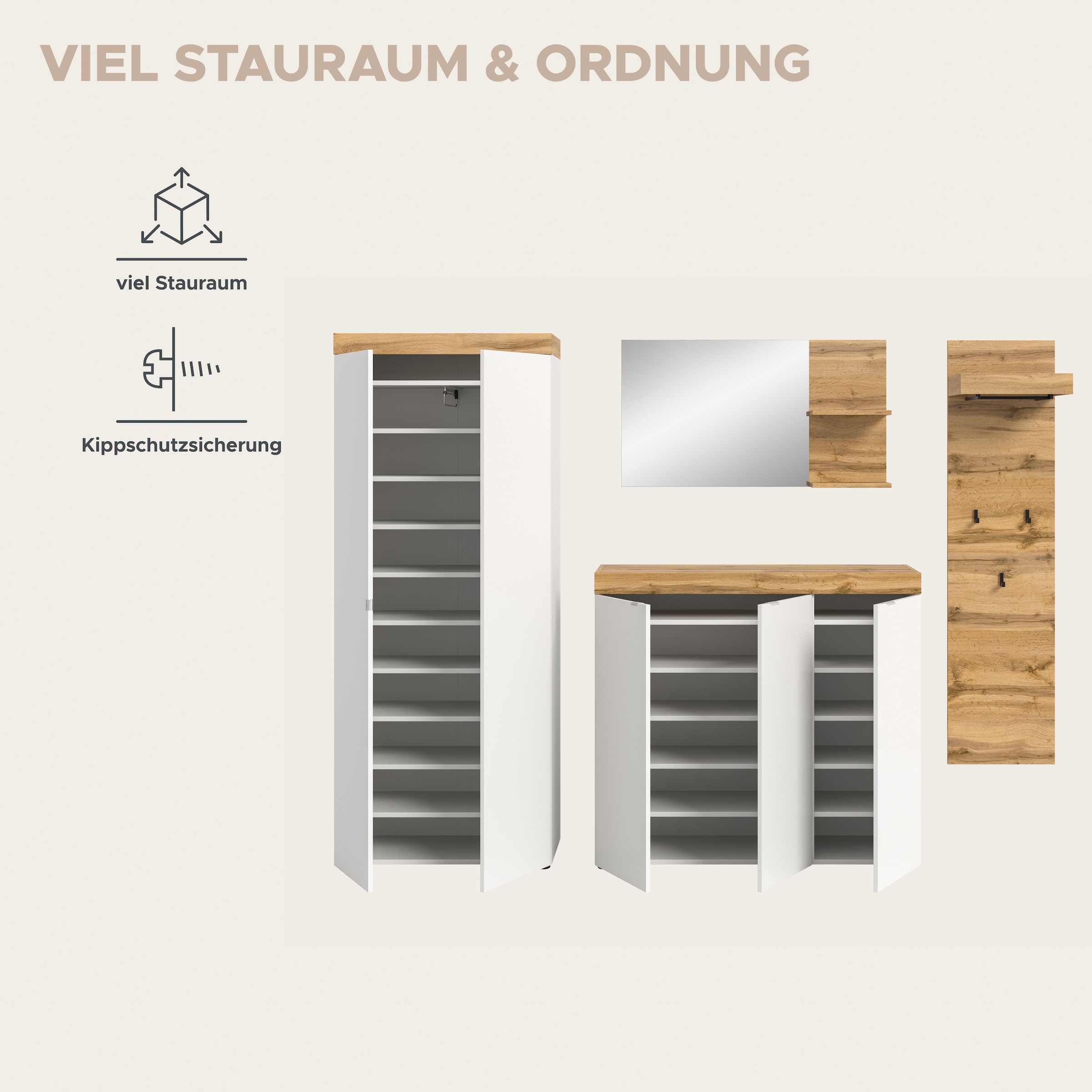 GOODproduct Garderoben-Set »MAMBO II, 4-teilig, TOPSELLER!, hängend oder stehend montierbar« 4 Stk. tlg.