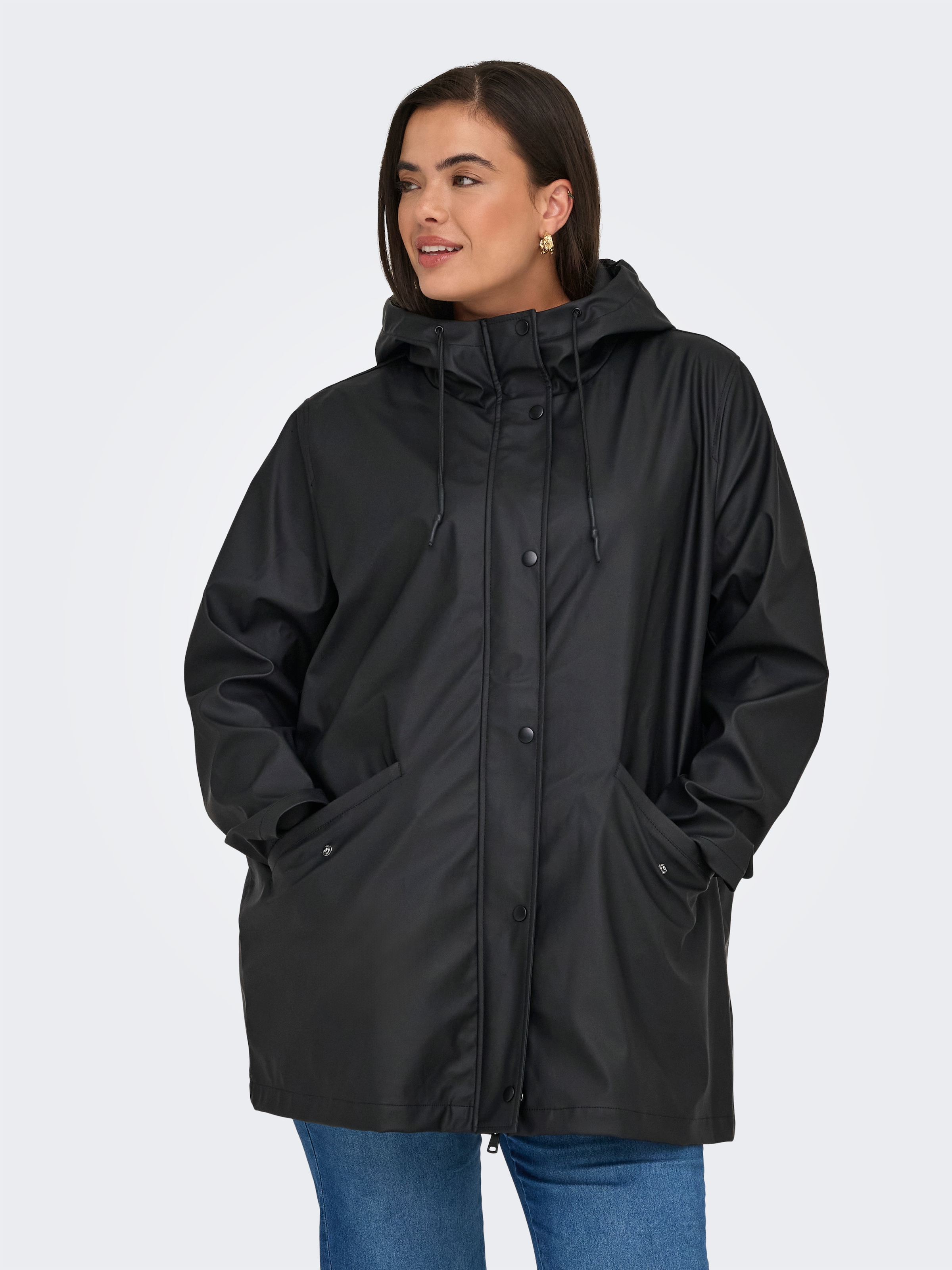 Image of ONLY CARMAKOMA Regenmantel "CARELISA LIFE RAINCOAT ZIP OTW NOOS" wasserabweisende Beschichtung