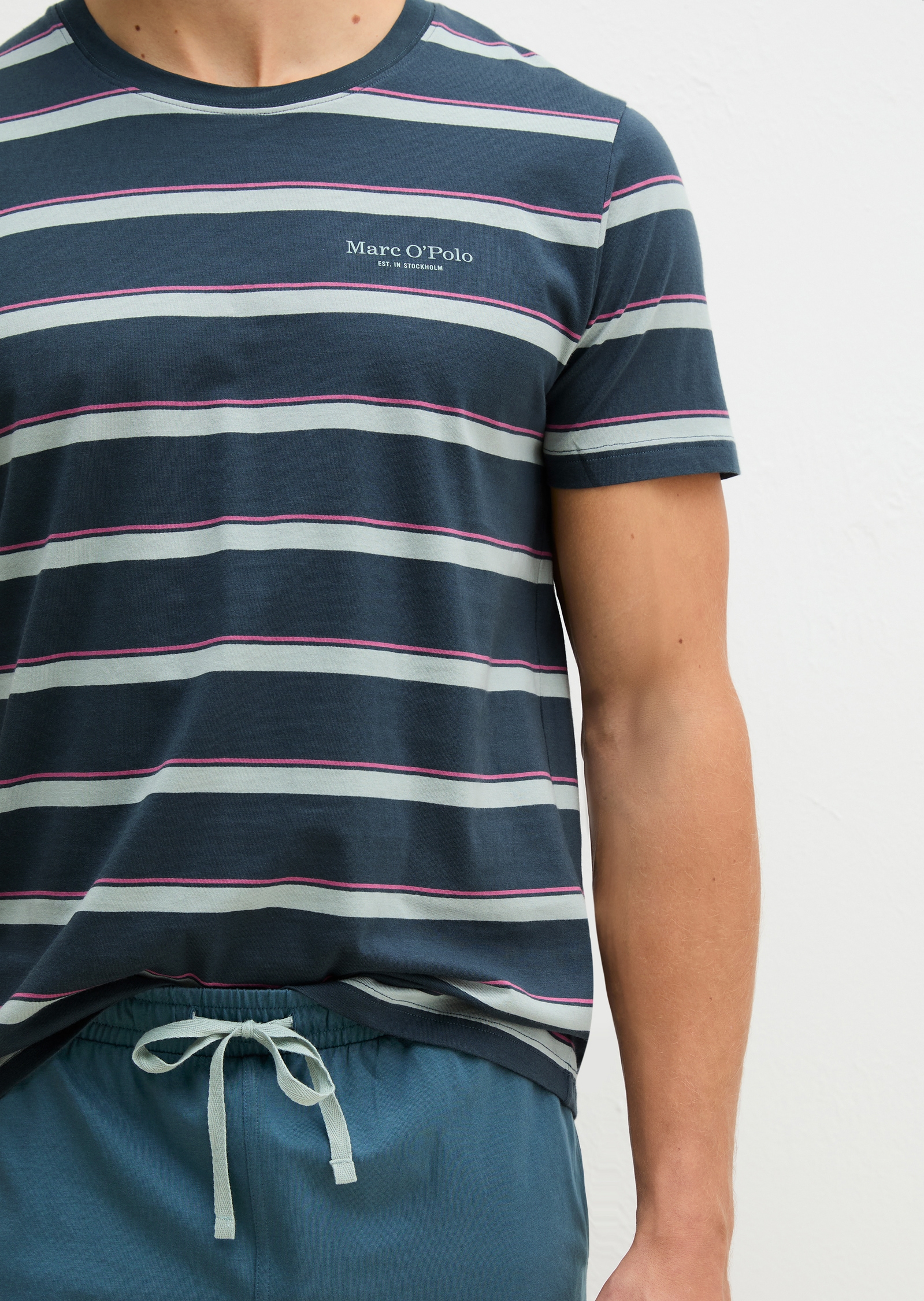 Marc O'Polo Shorty »Mix N Match Cotton« 2 pièces mit Rundhalsausschnitt, kurzem Arm und gestreiftem Oberteil