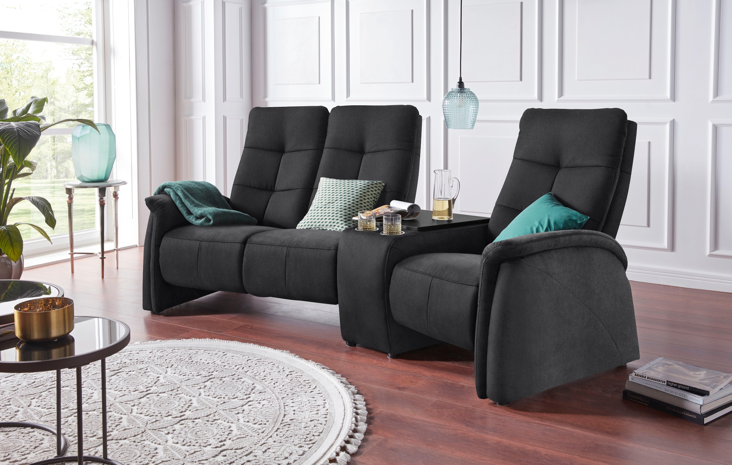 exxpo - sofa fashion 3-places »Tivoli, Kinosofa mit Relaxfunktion, mit Ablagetisch und Stauraum« bequem und komfortabel, hohe Rückenlehne