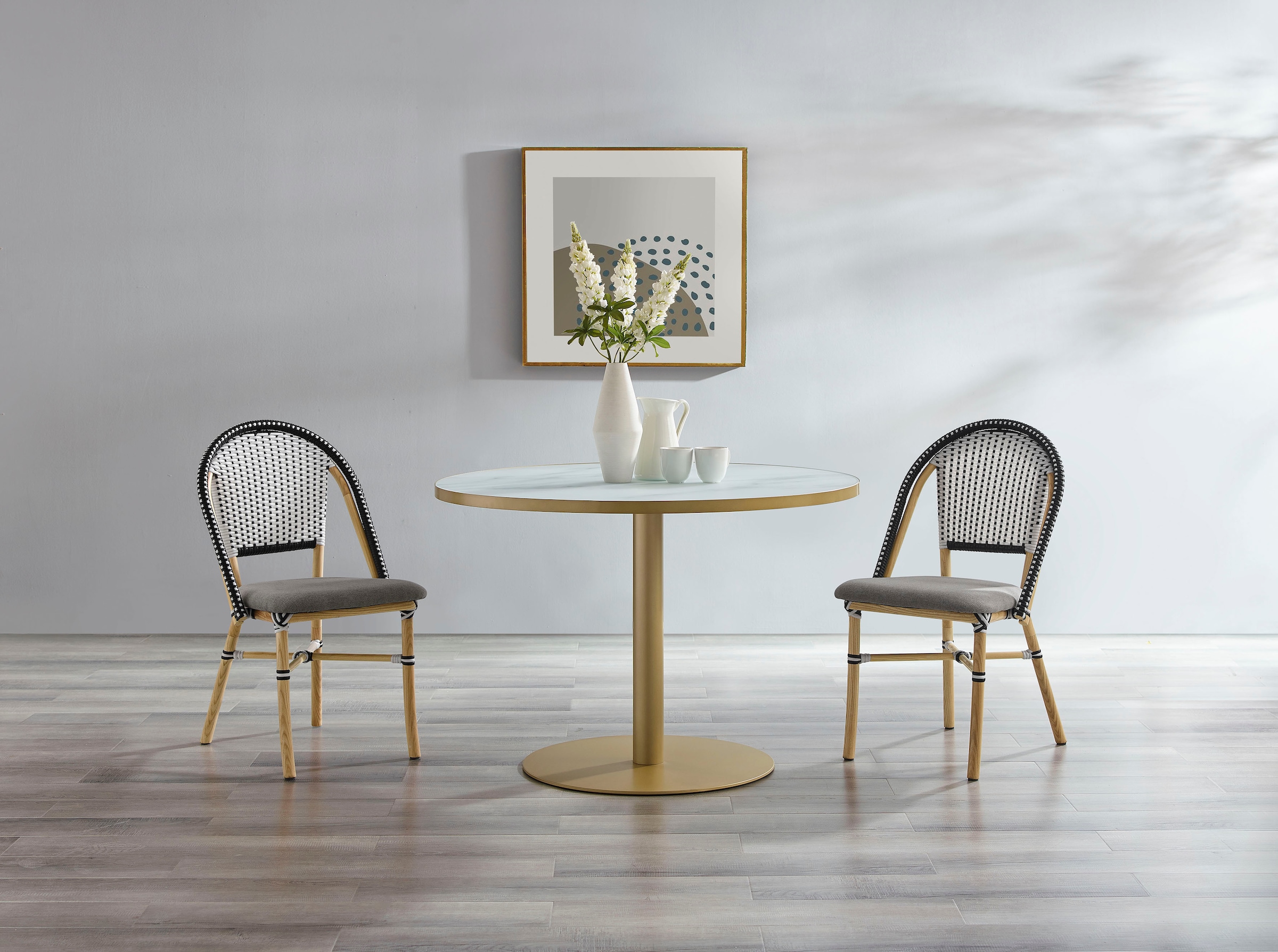 Home affaire Esszimmerstuhl »Rue de Belliard«, 1 St., Webstoff Bezug, massives Eschenholz Beingestell, Sitzhöhe 46,5 cm