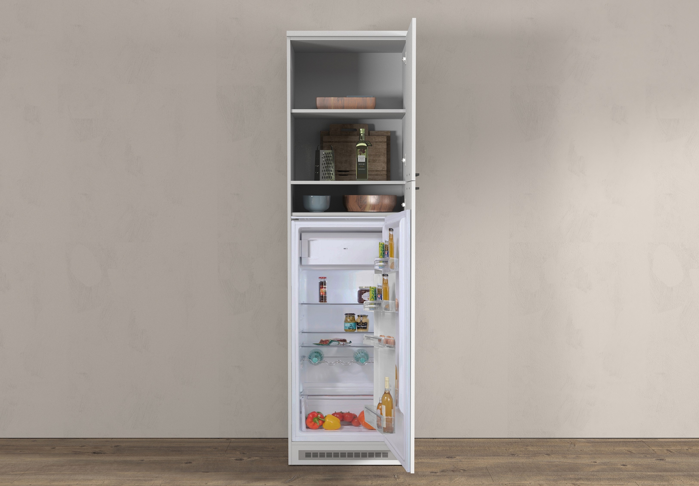 KOCHSTATION Armoire réfrigérée encastrable »Luna, Kühlschrank-Umbau, Einbauschrank für Kühlschrank, Made in Italy« B/T/H: 60×60×214,5 cm, für zwei Kühlschrankhöhen vorbereitet