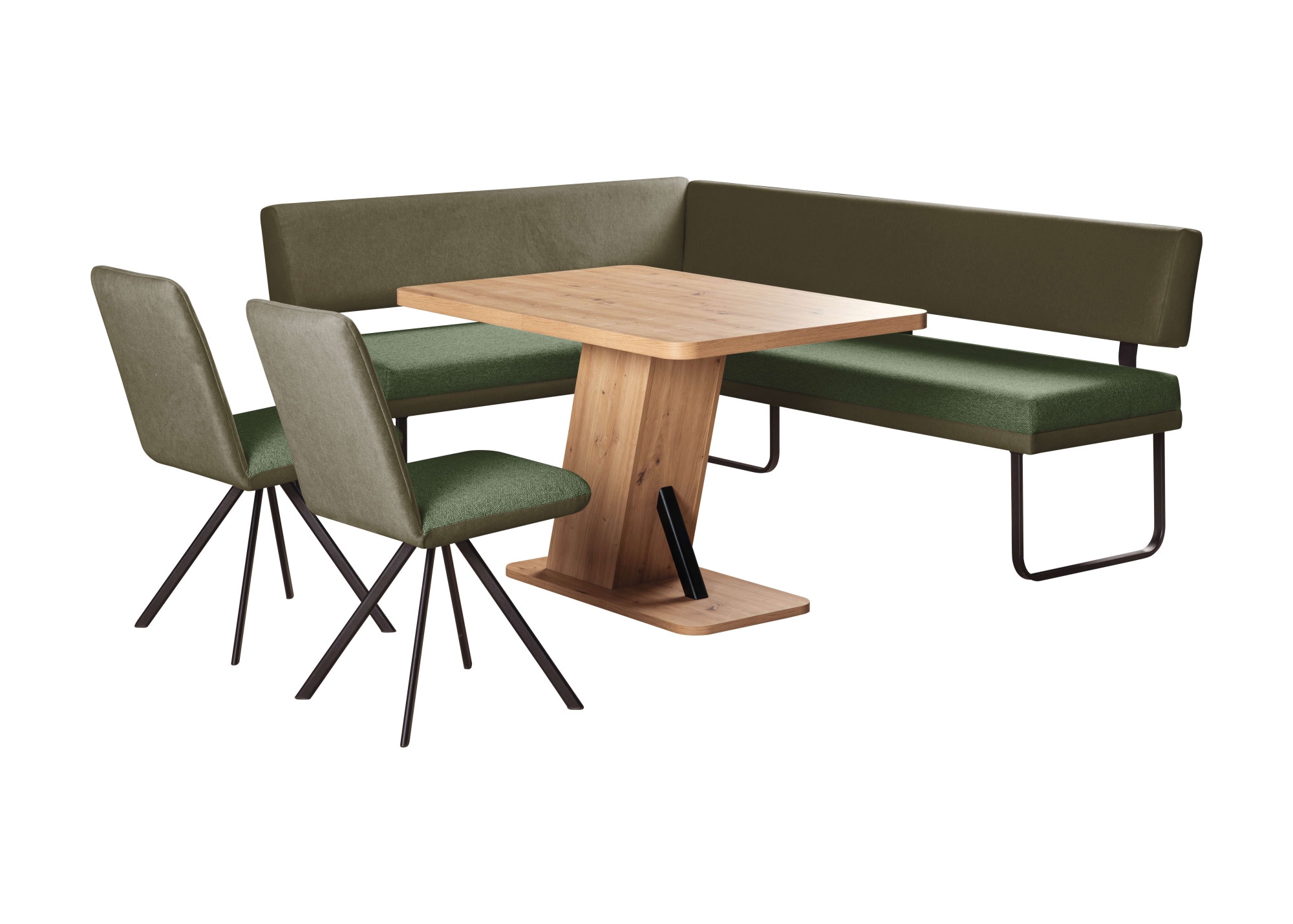 GOODproduct Ensemble de bancs d'angle »Gabi Essecke, Sitzgruppe, Eckbankgruppe, Küchenbankgruppe« Ensemble, 4tlg, 4 pièces tlg. Gestell aus matt-schwarzem Flachmetall, stabil, 2-Stoff-Design