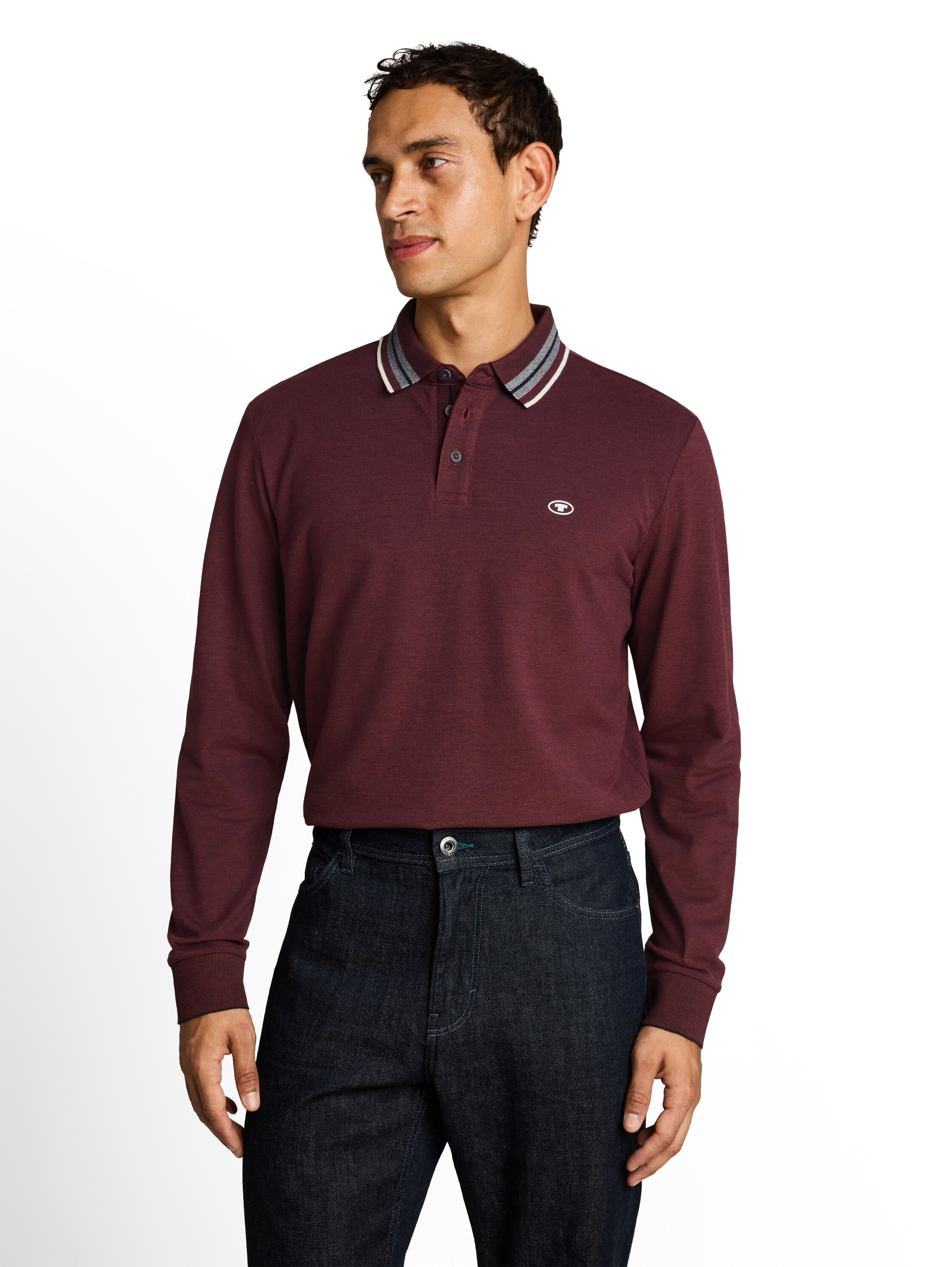 Image of TOM TAILOR Langarm-Poloshirt mit Logostickerei / Stretch