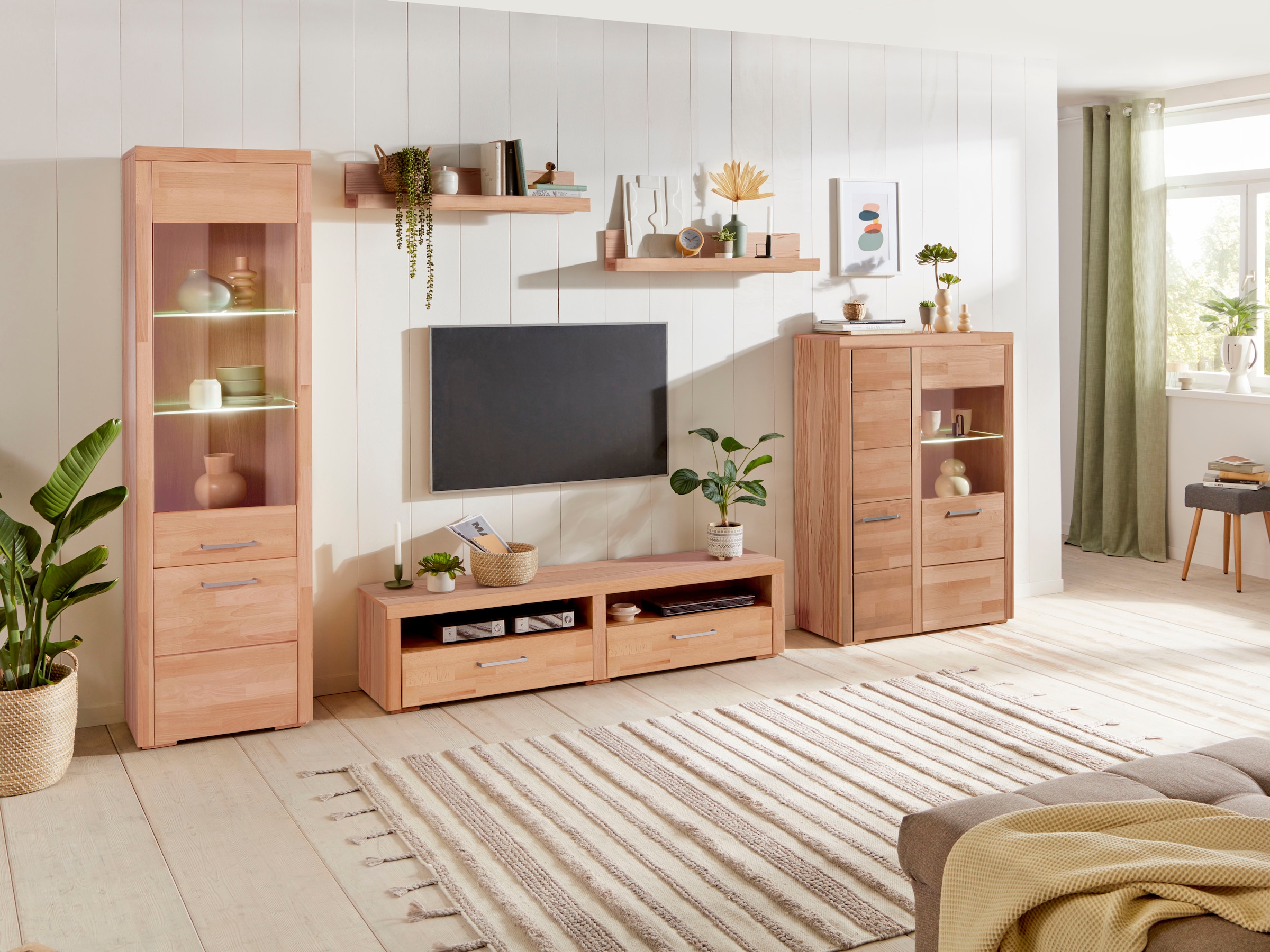 Home affaire Wohnwand »Falco«, (Set, 4 St., 5), Fronten aus Massivholz