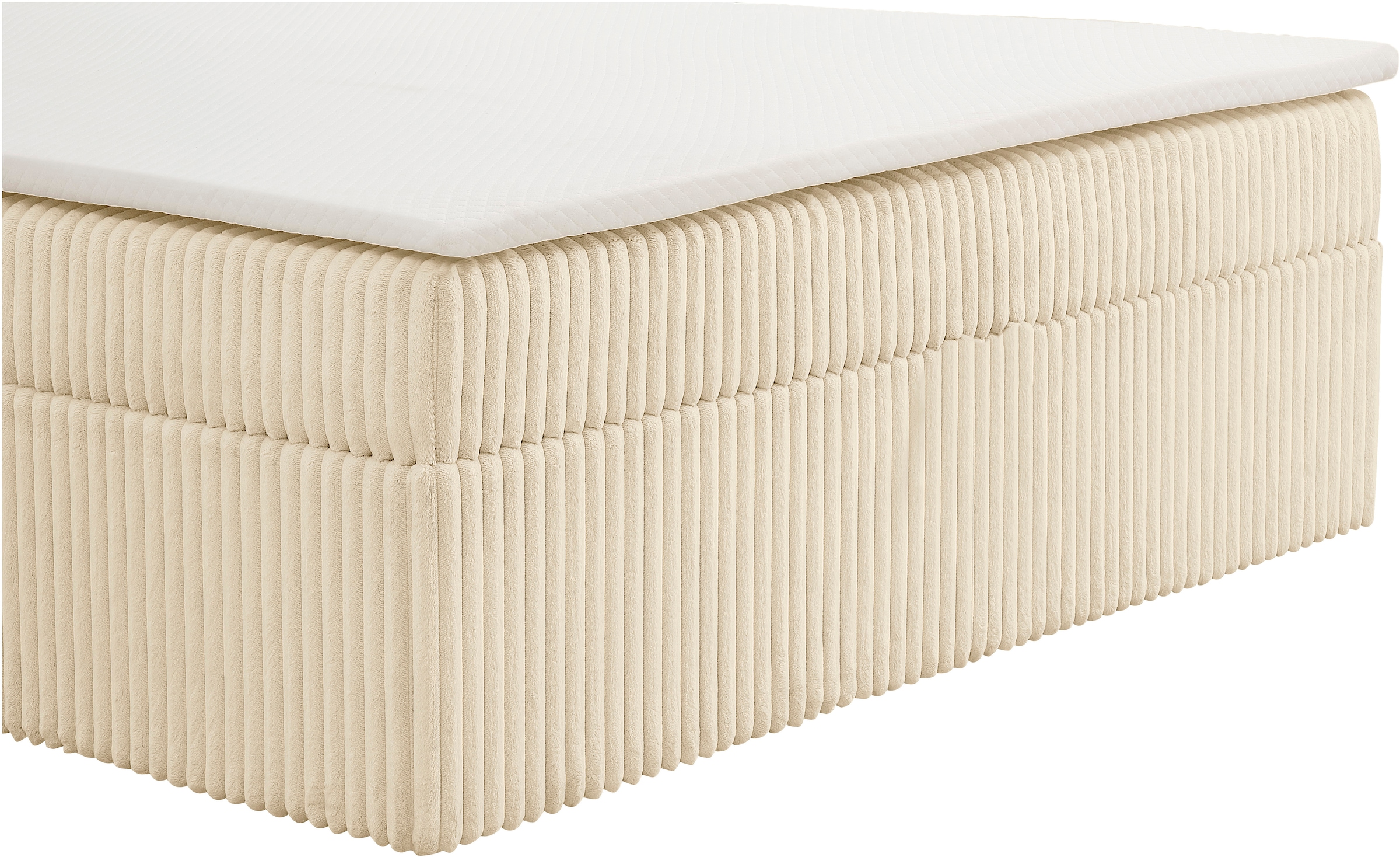 GOODproduct Polsterbett »TIFFANY, Boxbett mit Bettkasten, inkl. Taschenfederkernmatratze (H3)« mit Kaltschaumtopper, Breitcord-Bezug, 140x200 & 180x200 cm