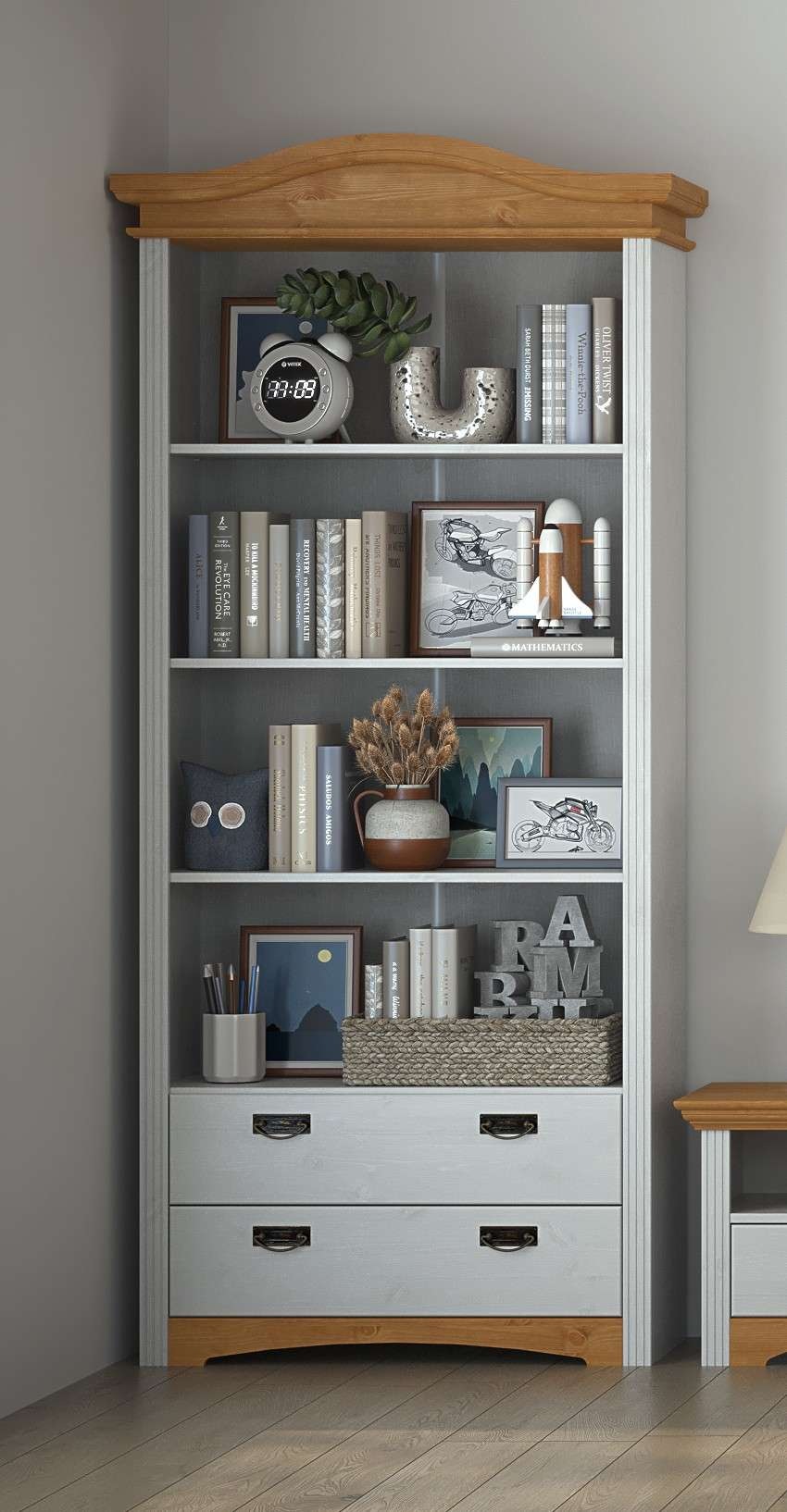 Home affaire Regal »Konrad, Standregal, Bücherregal, Stauraum«, aus massiver Kiefer, Breite 94 cm, Höhe 208 cm, mit Schubladen, FSC®