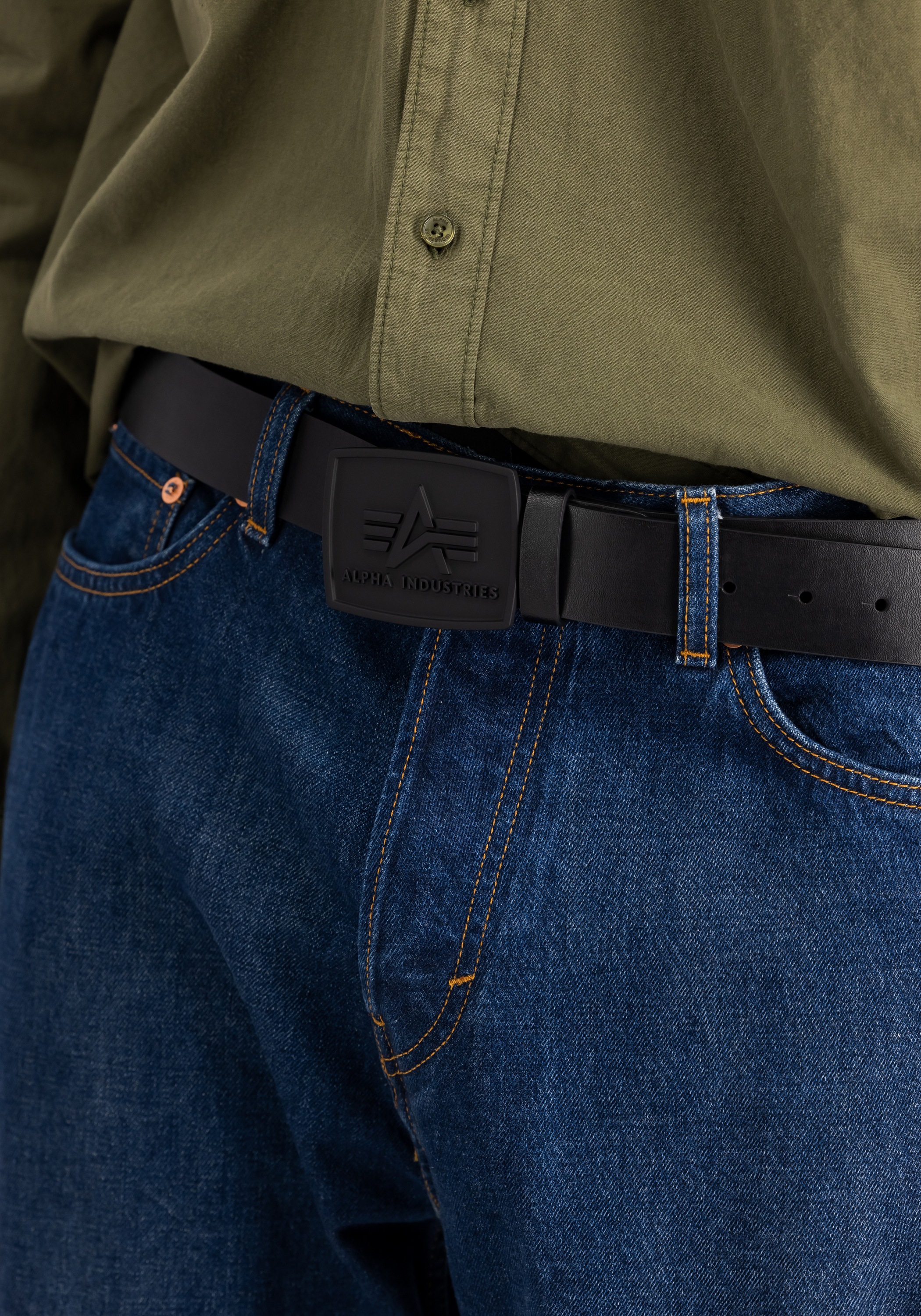 Alpha Industries Ceinture en cuir »All Black Belt«