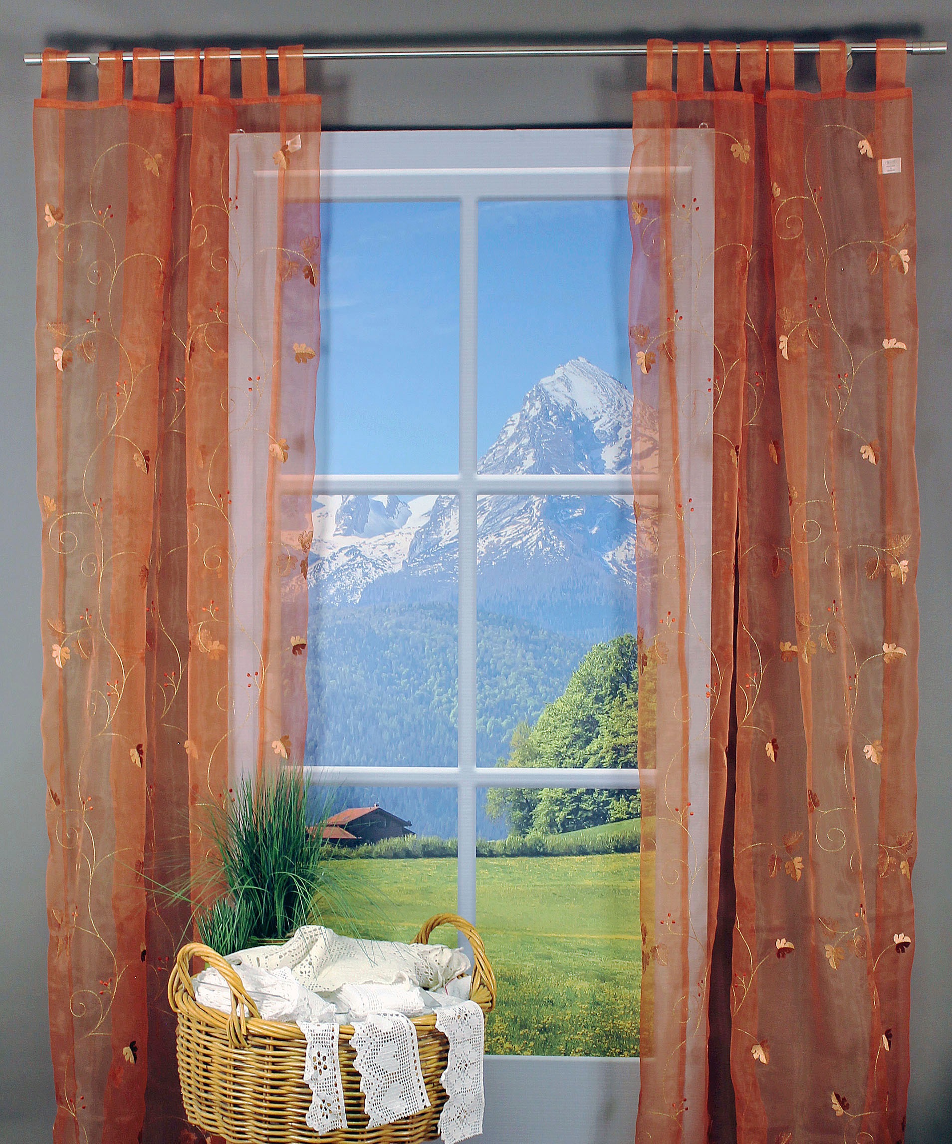 Image of HOSSNER - ART OF HOME DECO Gardine »Mondsee«, (1 St.), Schlaufenschal mit herbstlichen Motiv bei Ackermann Versand Schweiz