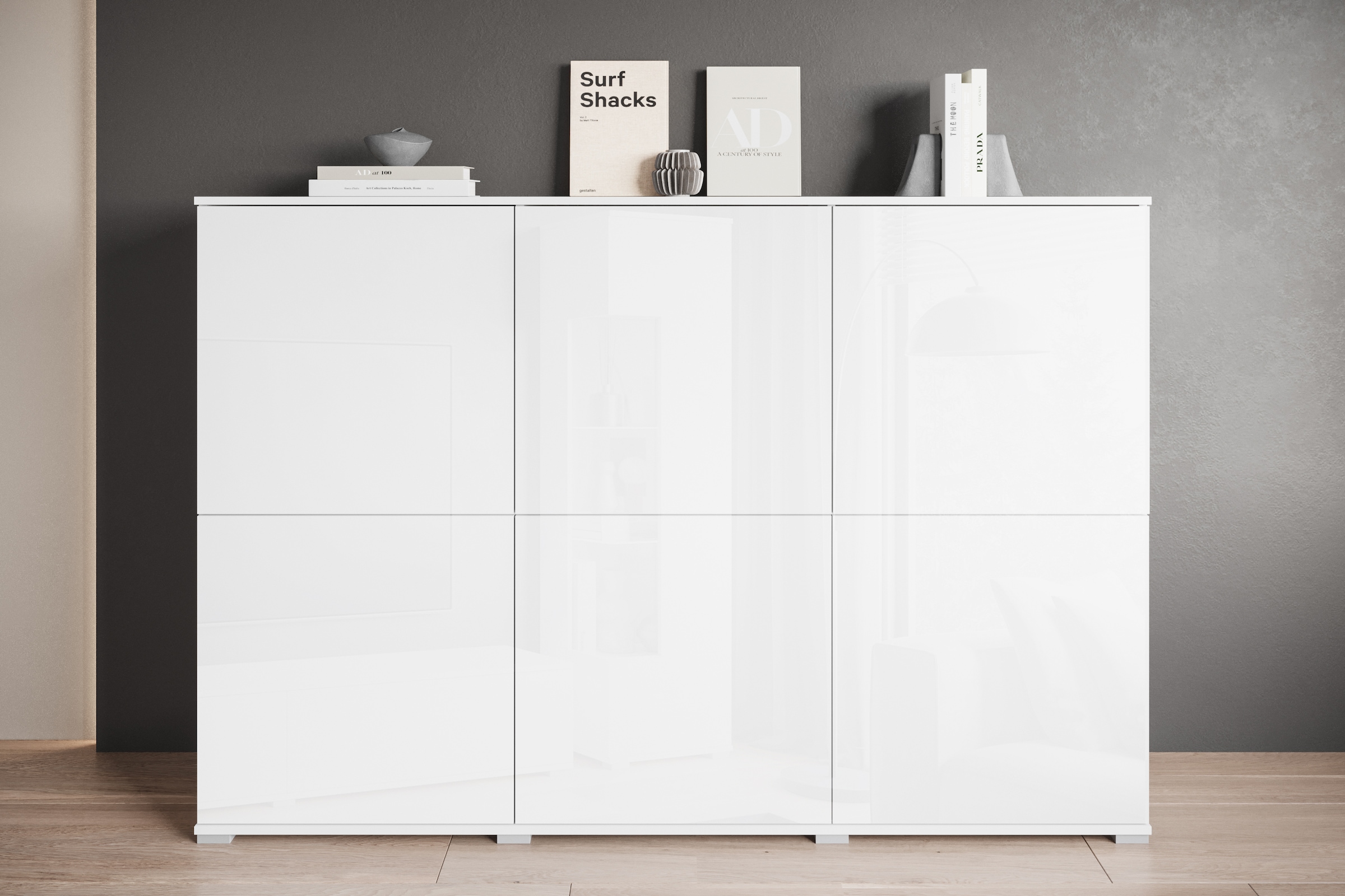 Image of GOODproduct Highboard "Kenia, moderne grifflose Hochkommode mit 6 Türen, Breite 180 cm" 1 Stk. tlg. Push-to-Open-Fronten, höhenverstellbaren Einlegeböden