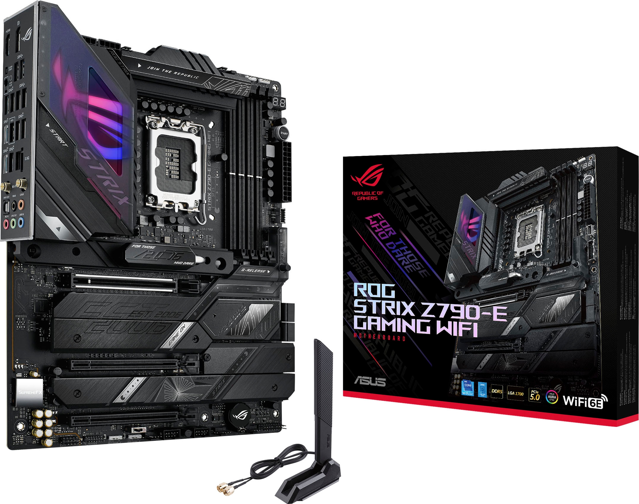 Asus Mainboard »ROG STRIX Z790-E GAMING WIFI«, DDR5 Speicher, 5x M.2, PCIe 5.0, WiFi 6E, AI Overclocking, Aura Sync