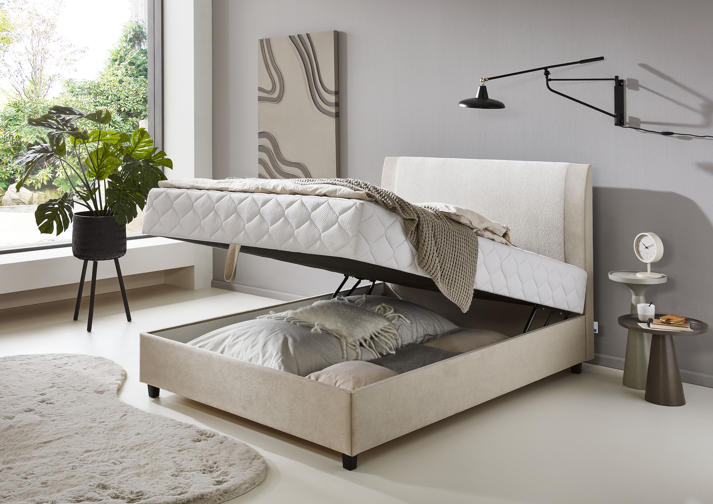 ATLANTIC home collection Boxbett »Borgholm« mit Taschen-Federkernmatratze, Bettkasten und Absetzung im Kopteil