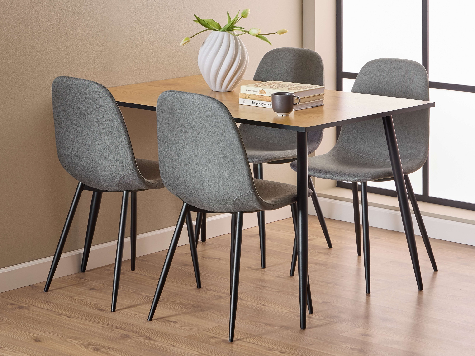 Image of ACTONA GROUP Esszimmer-Set "Essgruppe, Esstisch mit Stühlen, für das Esszimmer" Komplett-Set, 1x Tisch + 4x Stuhle, 5 Stk. tlg.