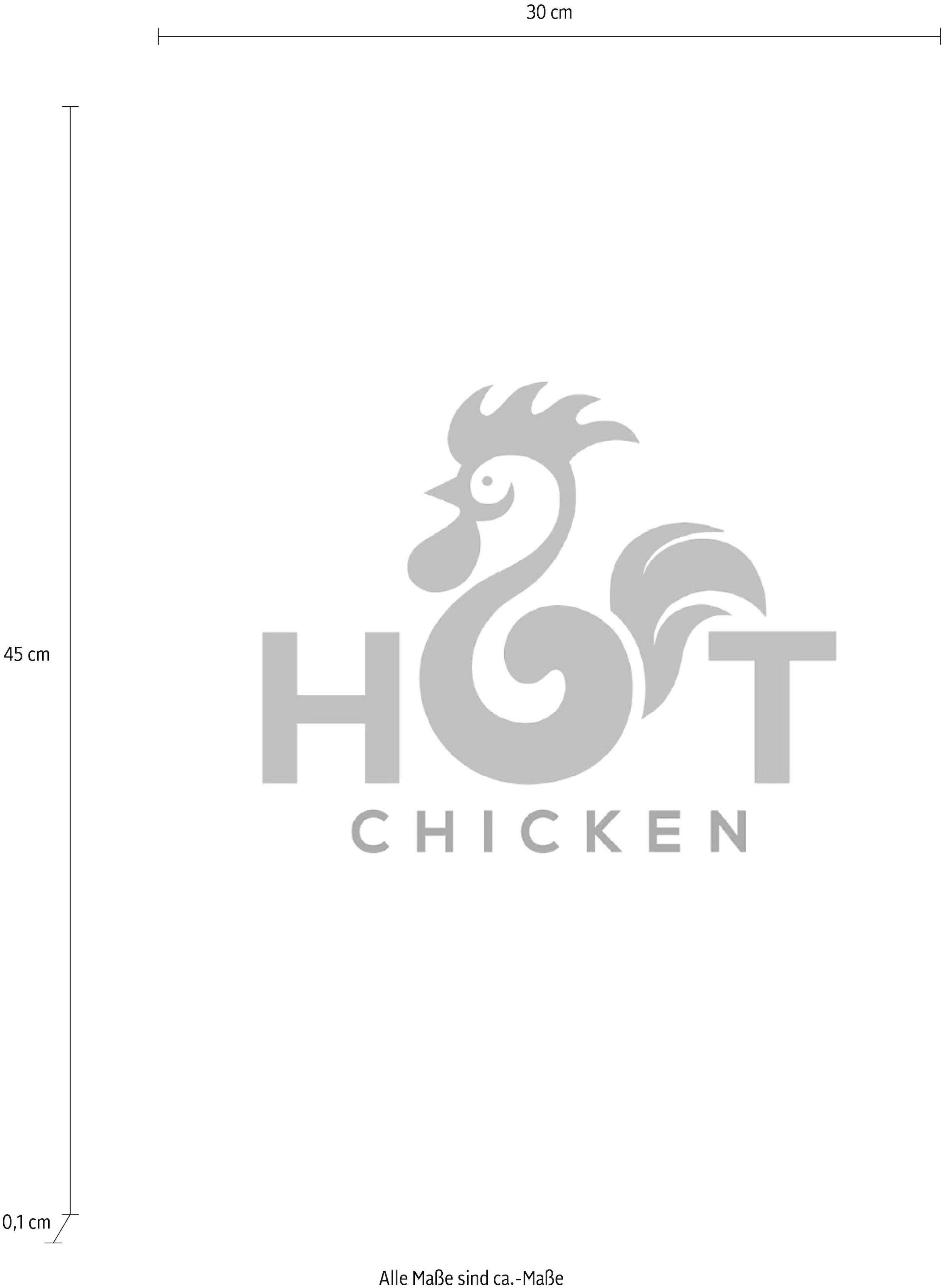 queence Wanddekoobjekt »HOT CHICKEN«, Stahlschild, Blechschild, Spruch, Witzig, Wanddeko, retro, 20x30cm