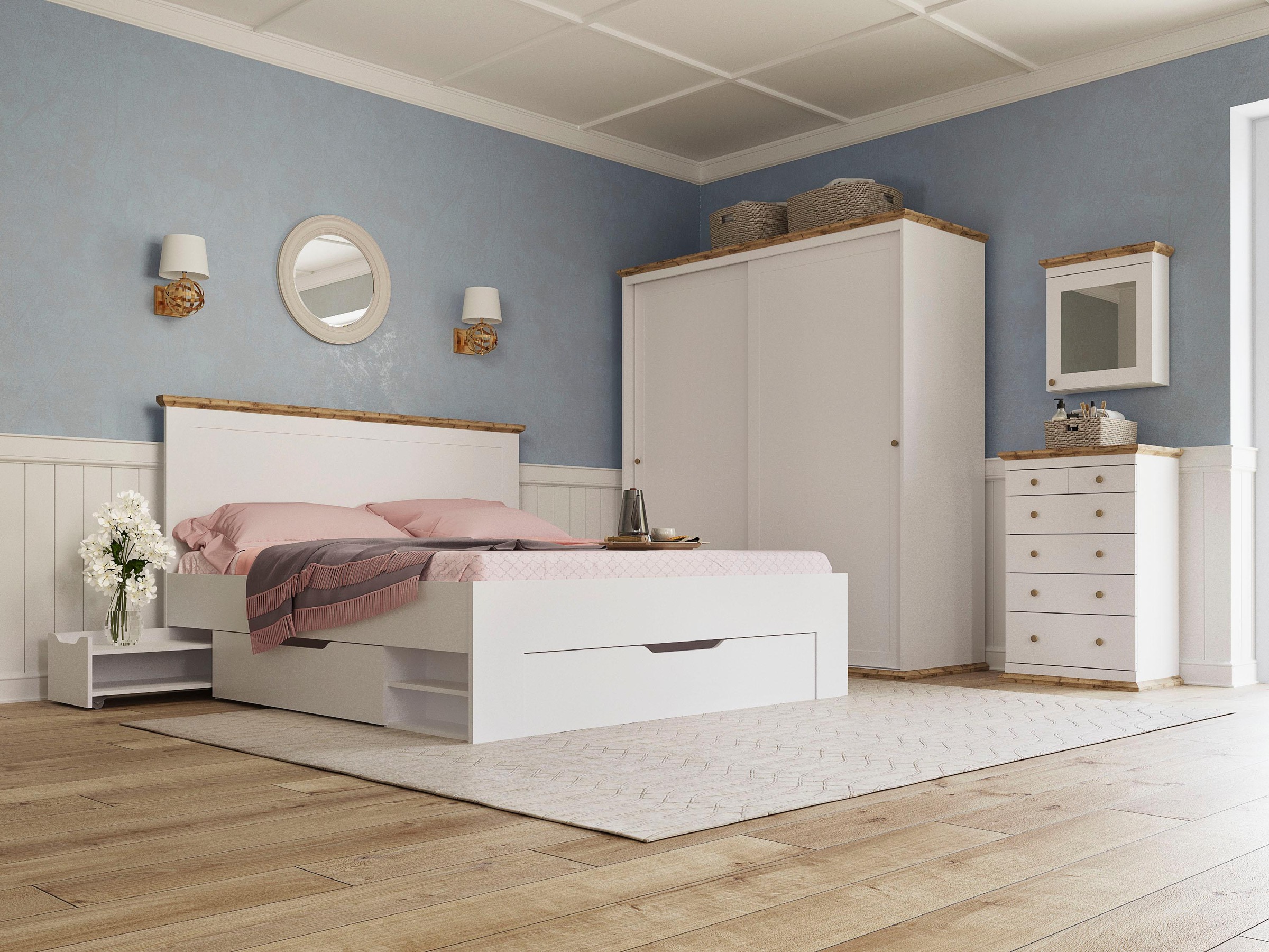 Image of Home affaire Stauraumbett »Banburry«, inklusive 2 Schubladen und 2 ausziehbaren Ablageflächen bei Ackermann Versand Schweiz