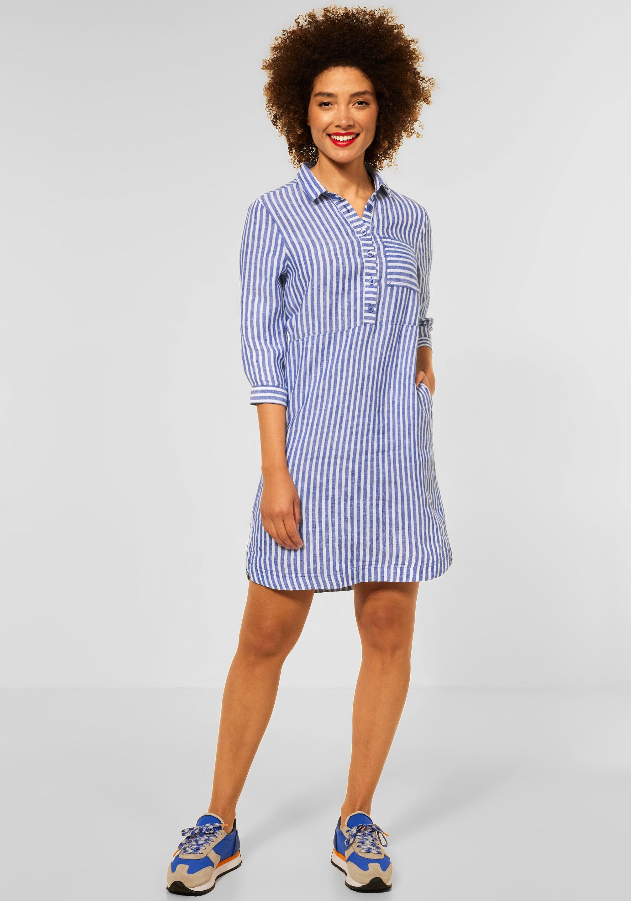 Image of STREET ONE Blusenkleid, blau-weiss gestreift, mit 3/4-Ärmeln bei Ackermann Versand Schweiz