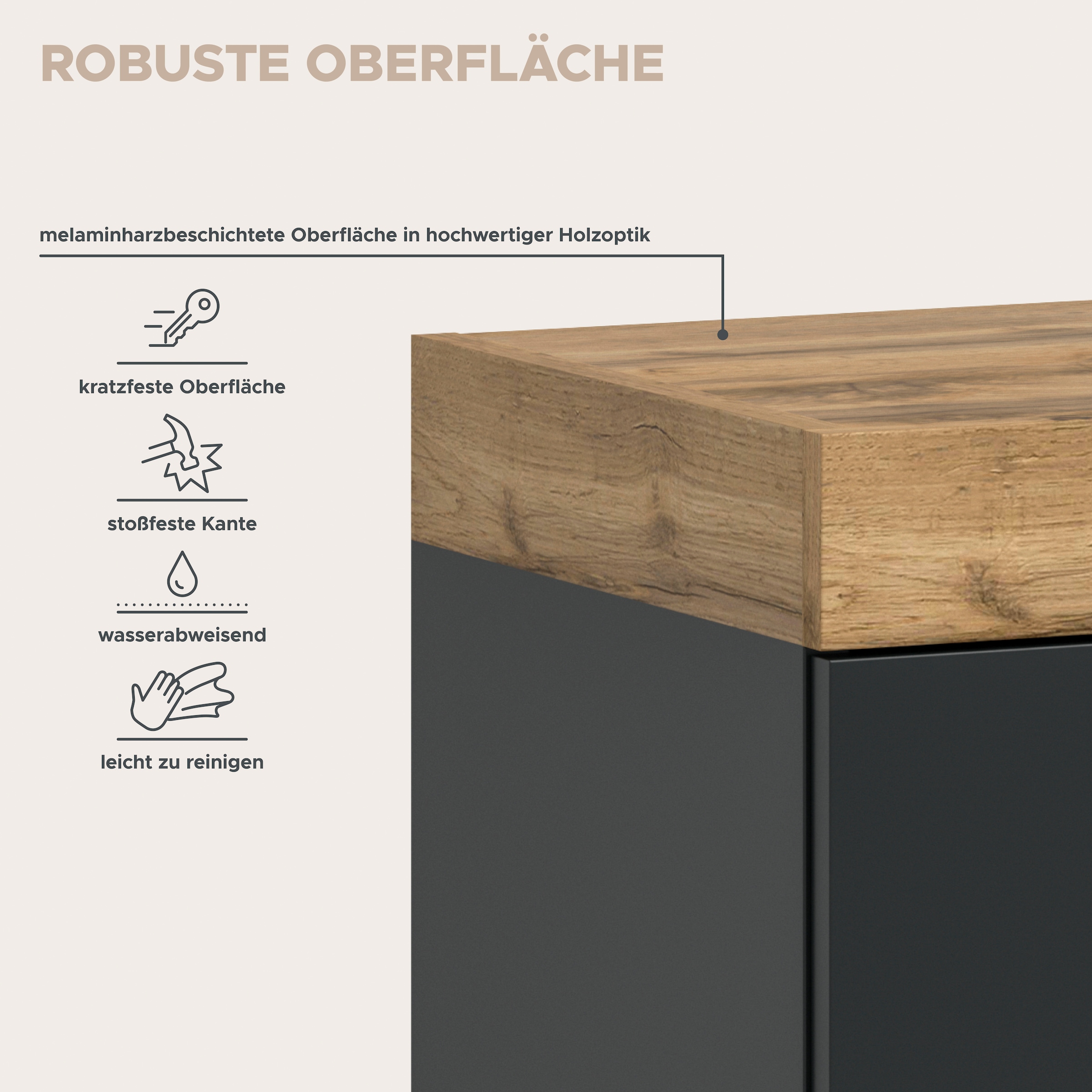 GOODproduct Buffet haut »MAMBO« 2 coloris, disponibles en plusieurs couleurs, 1 cuis tlg. Commode, buffet, salon, chambre