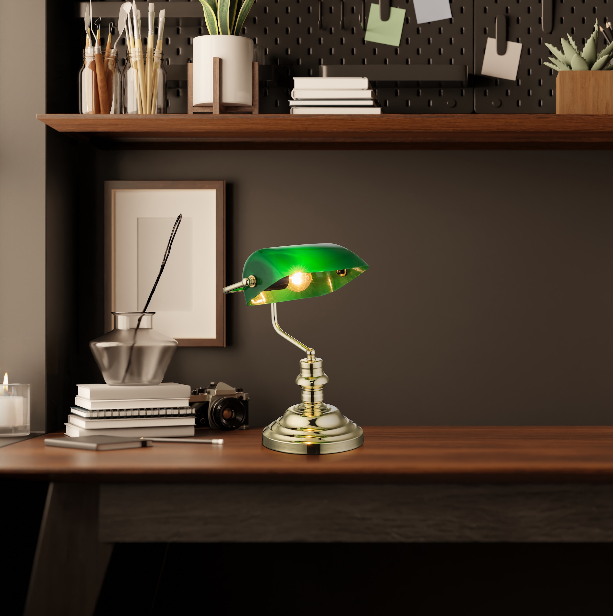 GLOBO LIGHTING Lampe de bureau »ANTIQUE« 1 cuis Klassische Schreibtischleuchte, Antik-look Tischleuchte, Bankerlamp