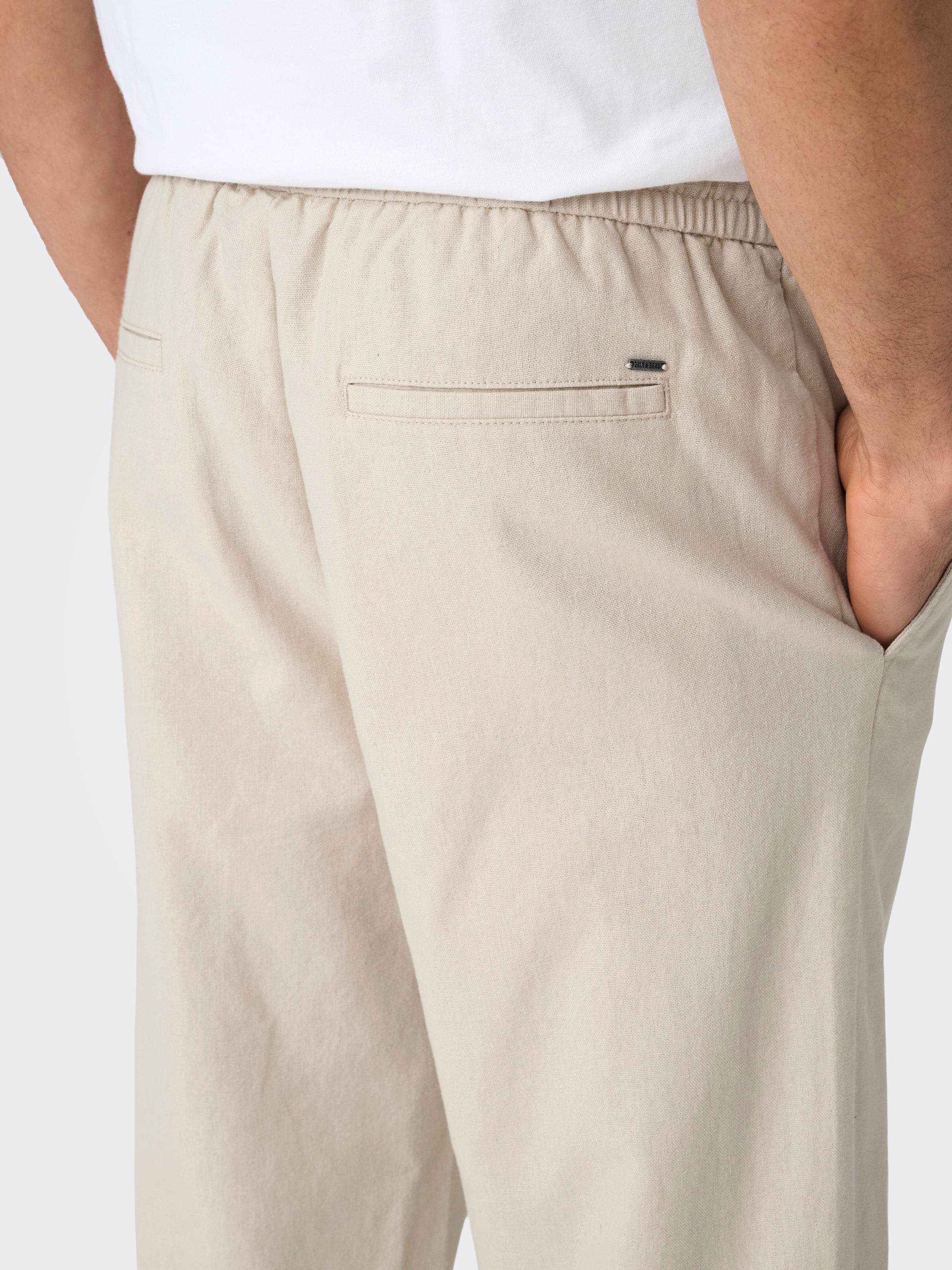 ONLY & SONS Pantalon à enfiler »ONSSINUS LOOSE 0007 COT LIN PANT NOOS«  Baumwolle mit Leinen, locker geschnitten