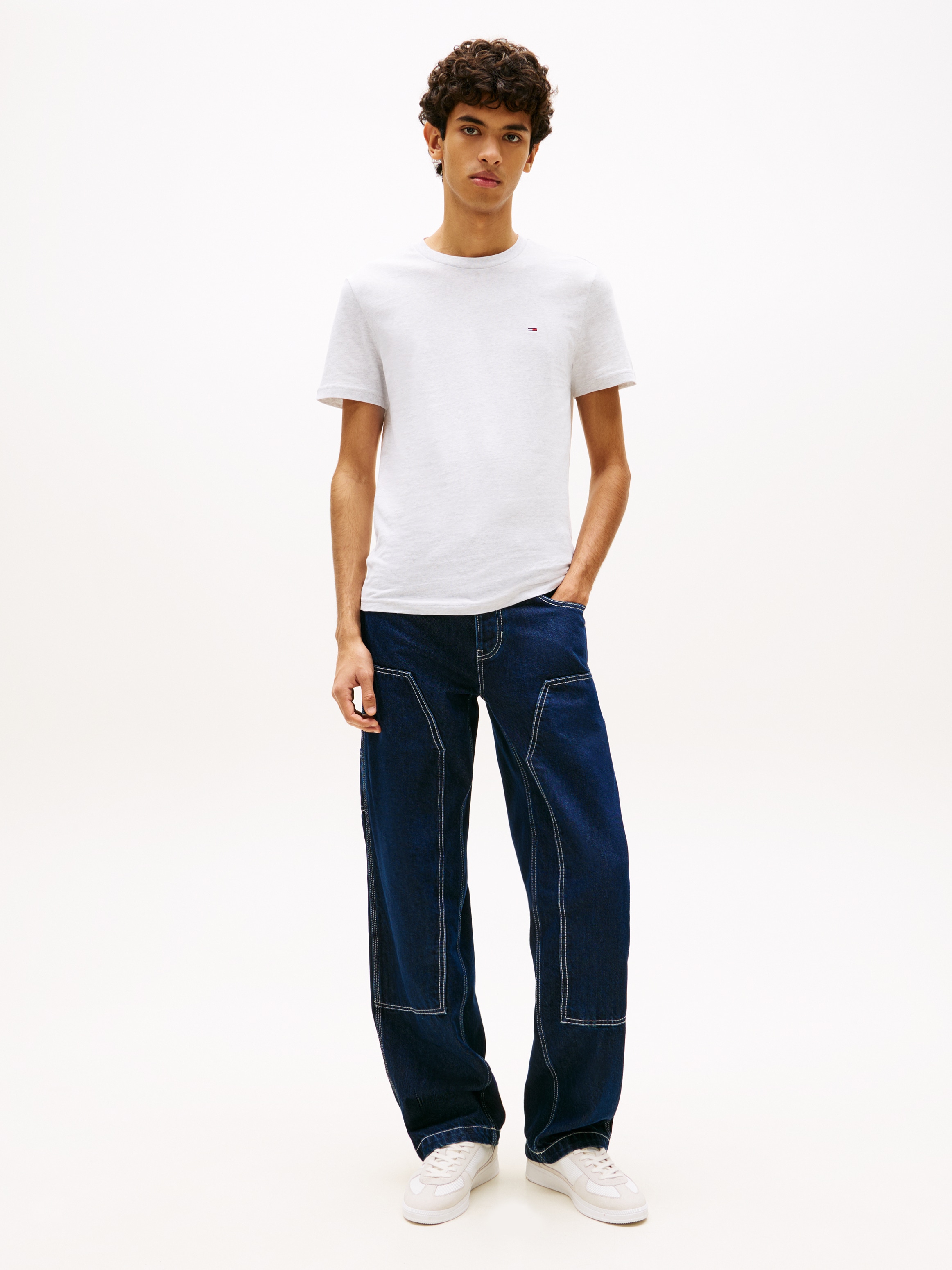 Tommy Jeans Shirt à col rond »TJM XSLIM 2PACK JERSEY TEE EXT« Packung, 2er-Pack,  Logostickerei, 2Pack