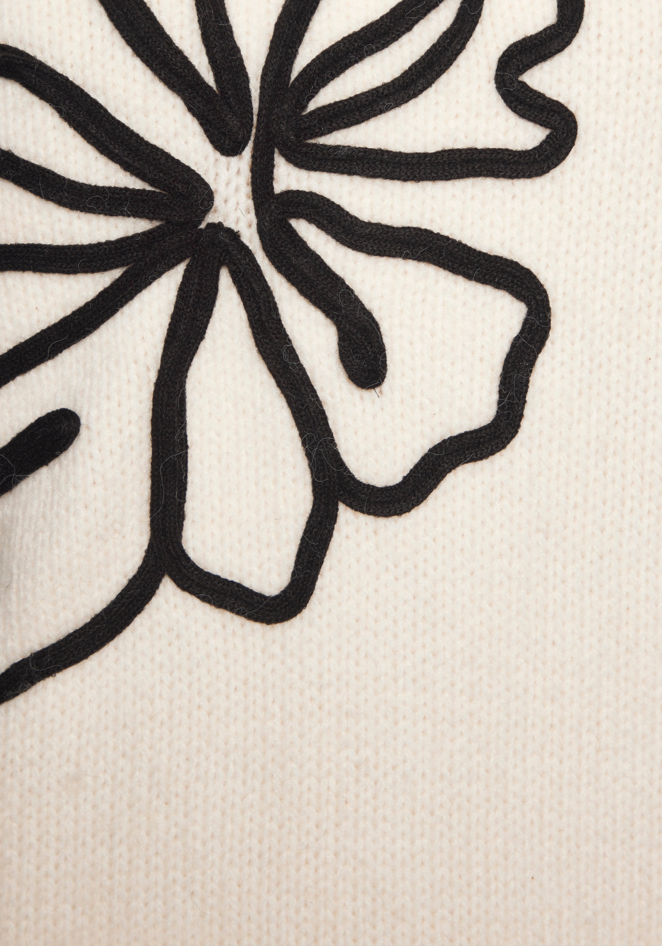 LASCANA Pull en tricot mit Blumen-Applikation, Winterpullover, modisch