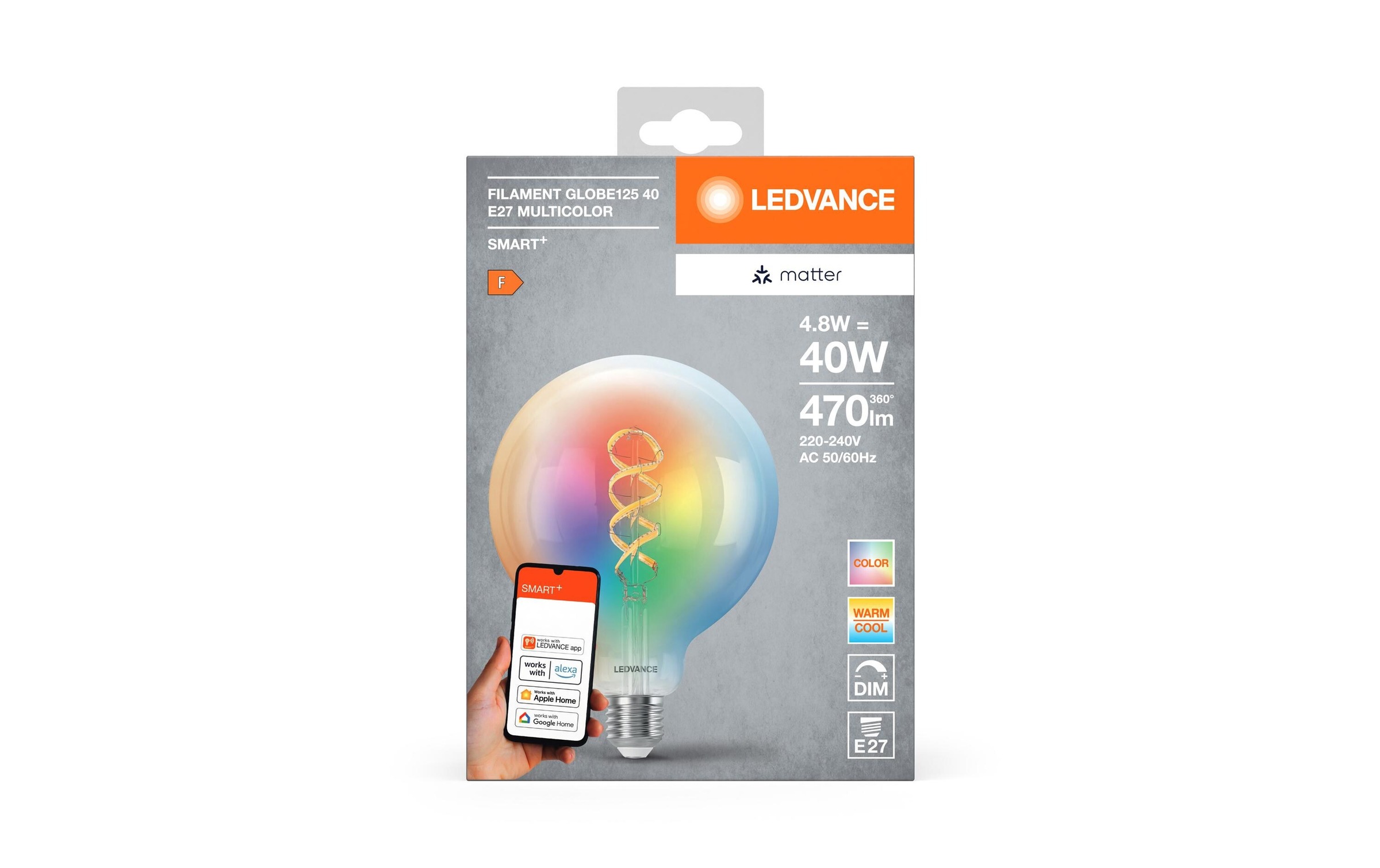 LED-Leuchtmittel »Ledvance Globe Multicolor 4.8W 827-865 E27«, E27