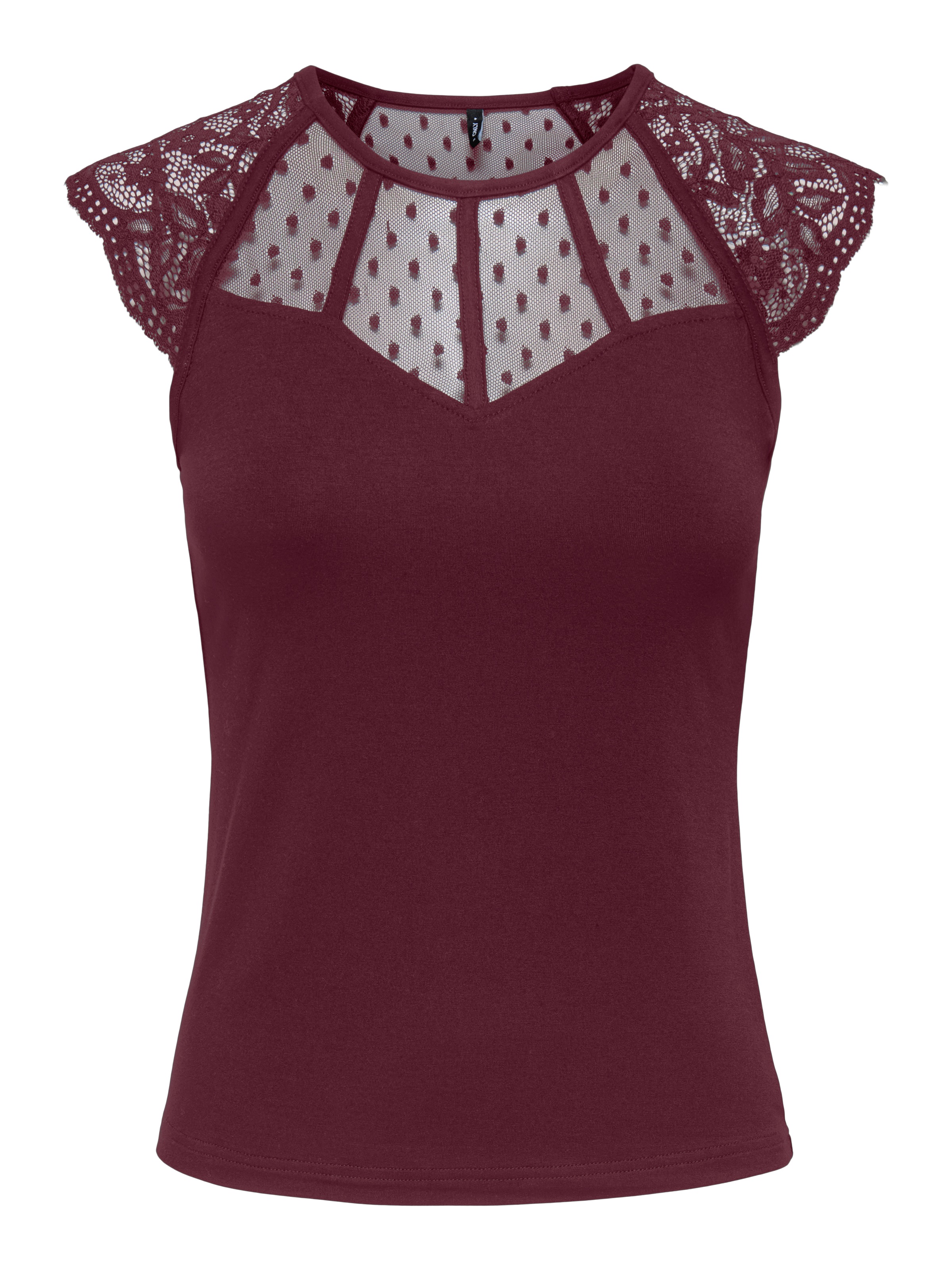 Image of ONLY Spitzenshirt "ONLEMILIE S/L DETAIL TOP CS JRS" Viskosemischung, regular fit