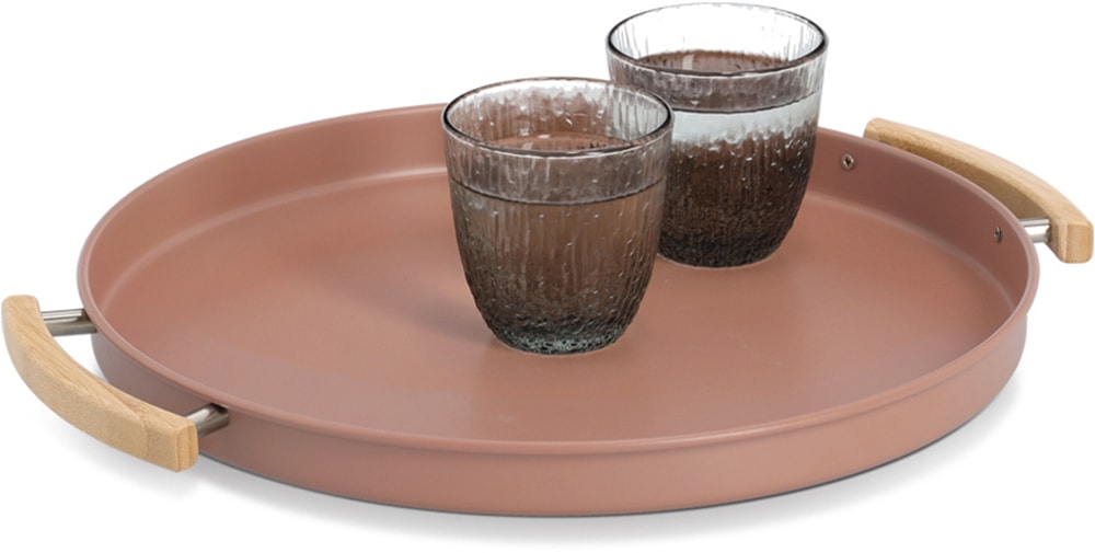 Zeller Present Plateau »Serviertablett, Metall/Gummibaum, mocca« Trendfarbe, perfekt zum Dekorieren