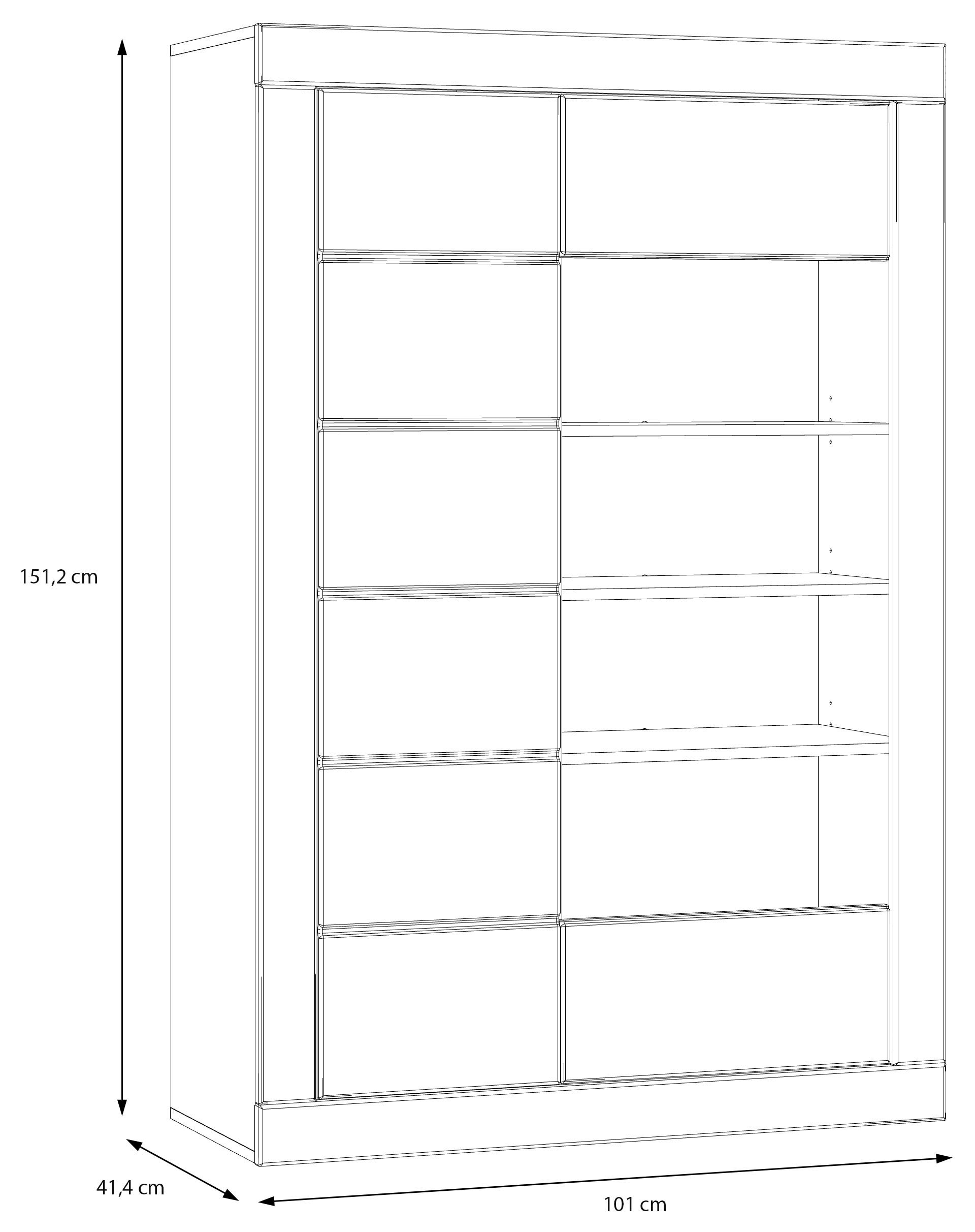 FORTE Vitrine »Lefkadas« BxH=101x151,2 cm,  Highboard, grifflose Front, breite Rahmenoptik, Tür mit Glaseinsatz