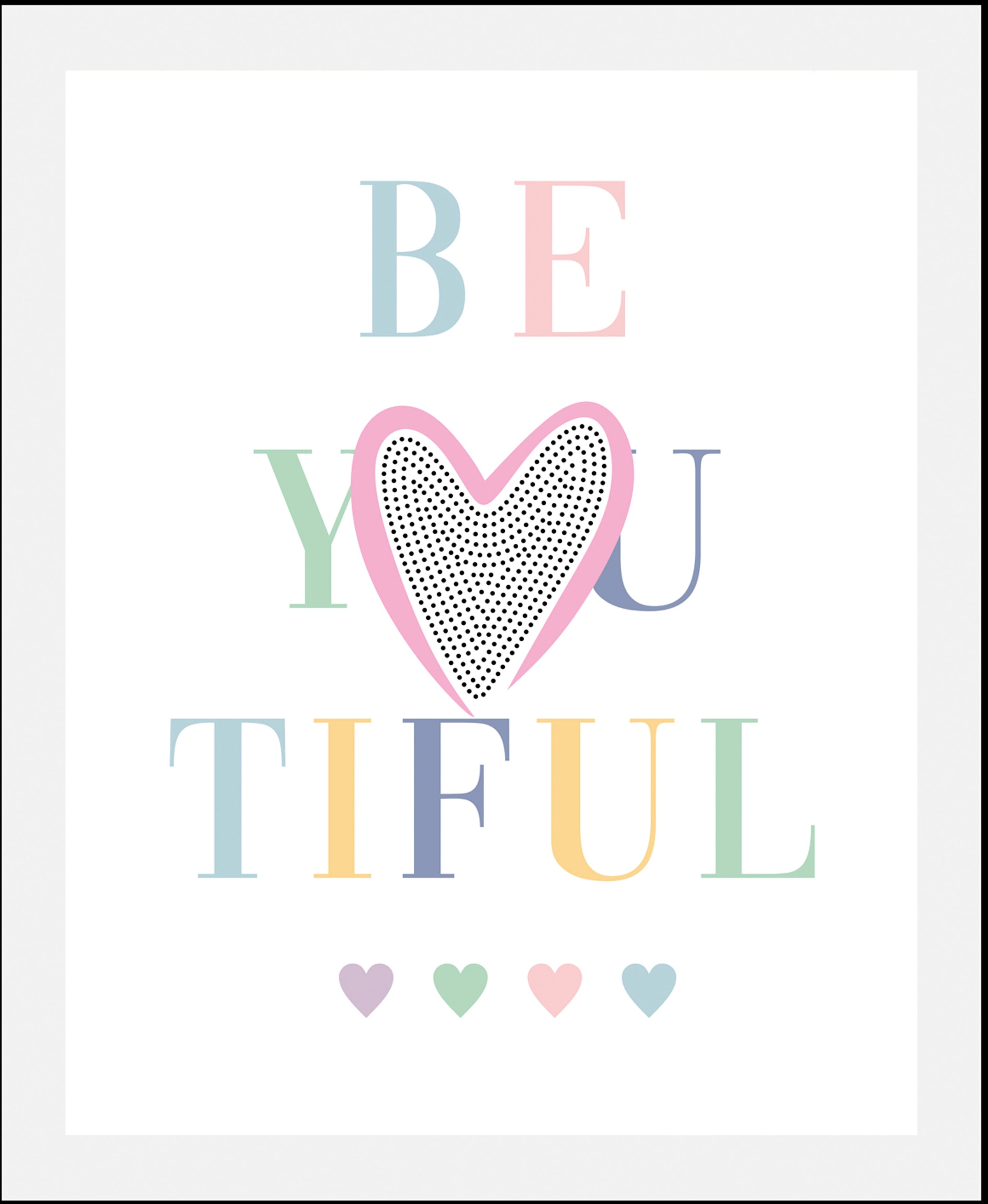 Image of queence Bild "Be-You-Tiful" Schriftzüge 1 Stk. tlg. gerahmt