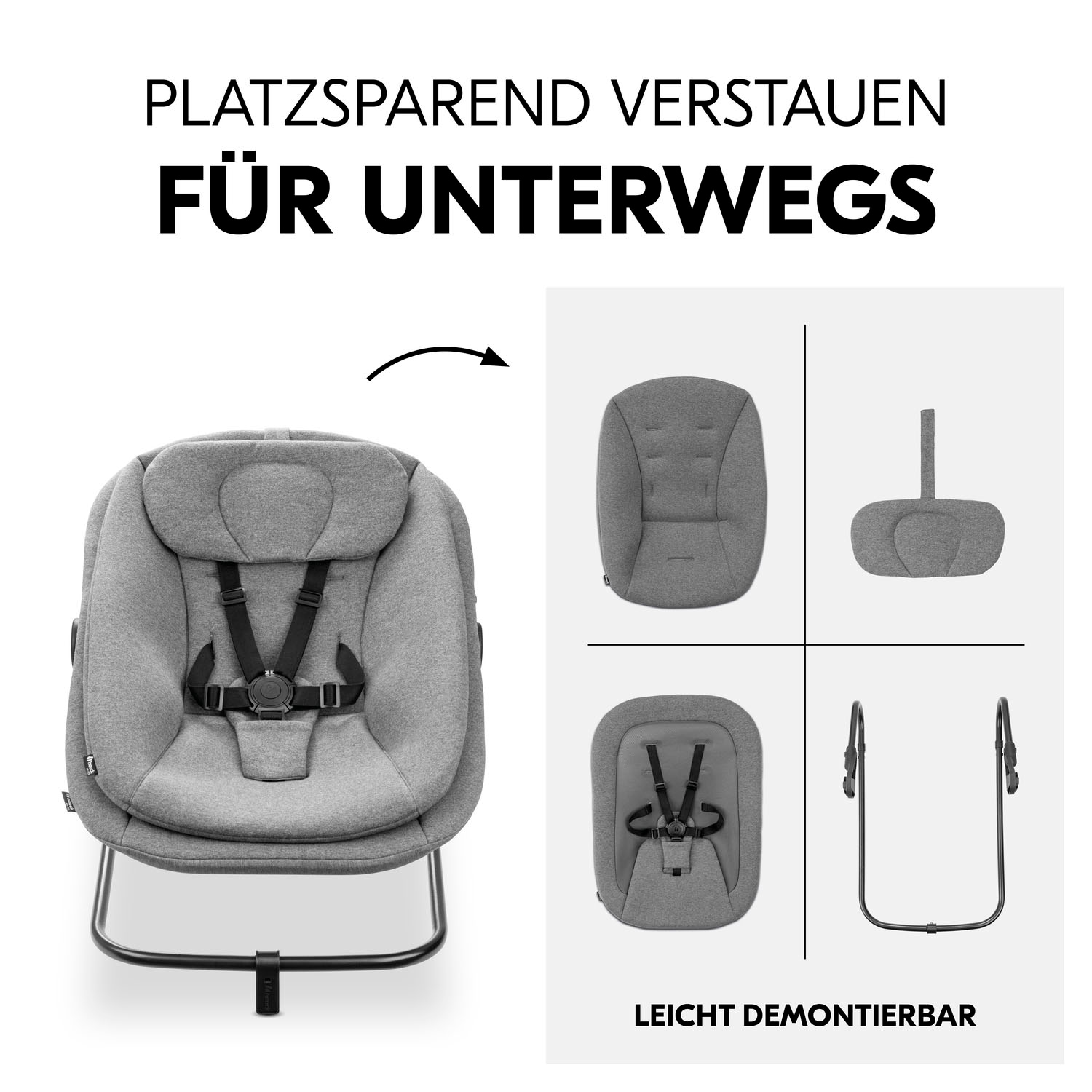 Hauck Babywippe »Highchair Bouncer, Dark Grey Melange« bis 9 kg für Alpha+, Beta+,  Arketa