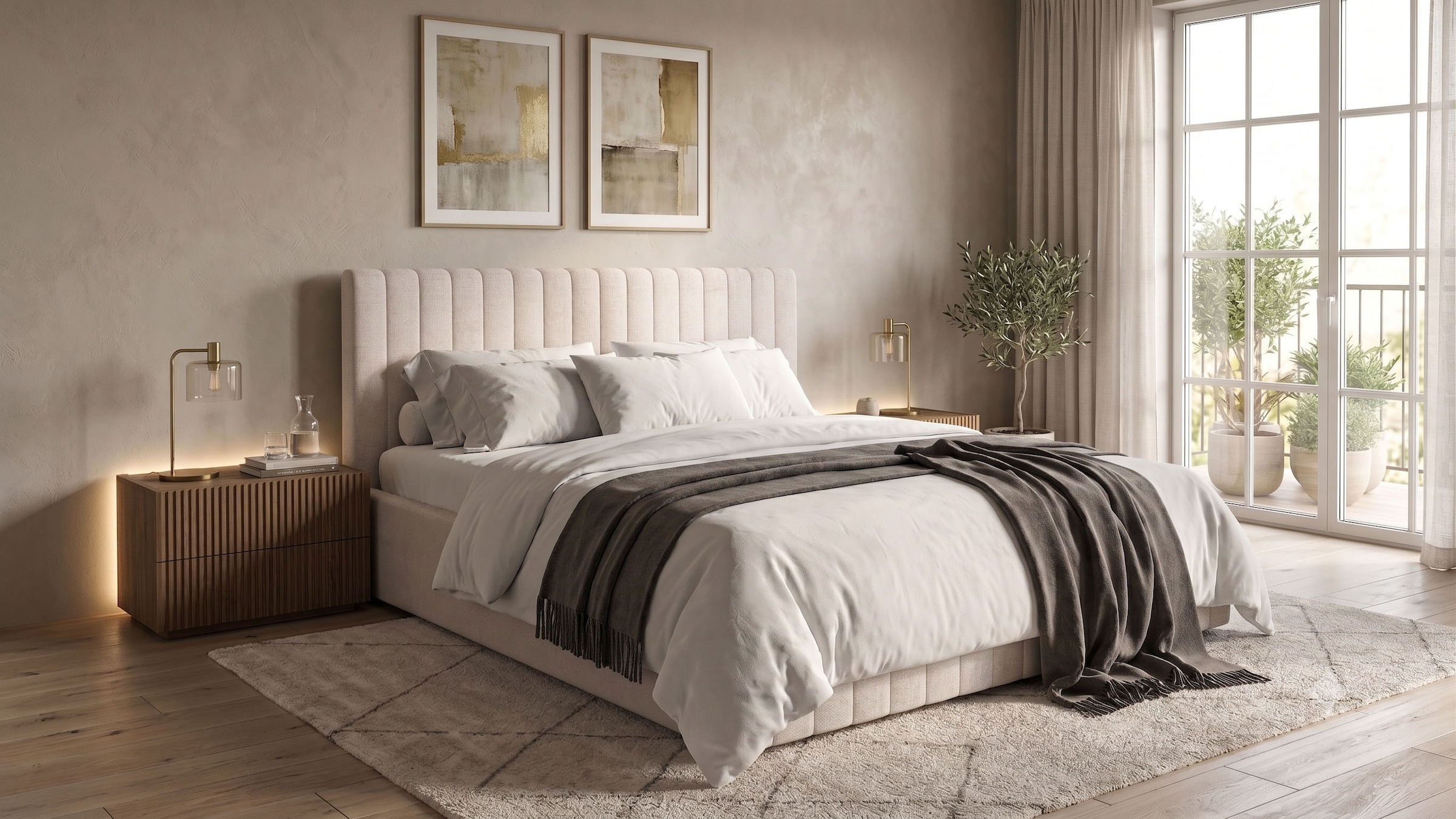 GOODproduct Lit rembourré »MOIVRE, vertikale Steppung in Rillenoptik, wahlweise mit Bettkasten« lit avec rangement, tête de lit rembourrée, sans matelas, design moderne