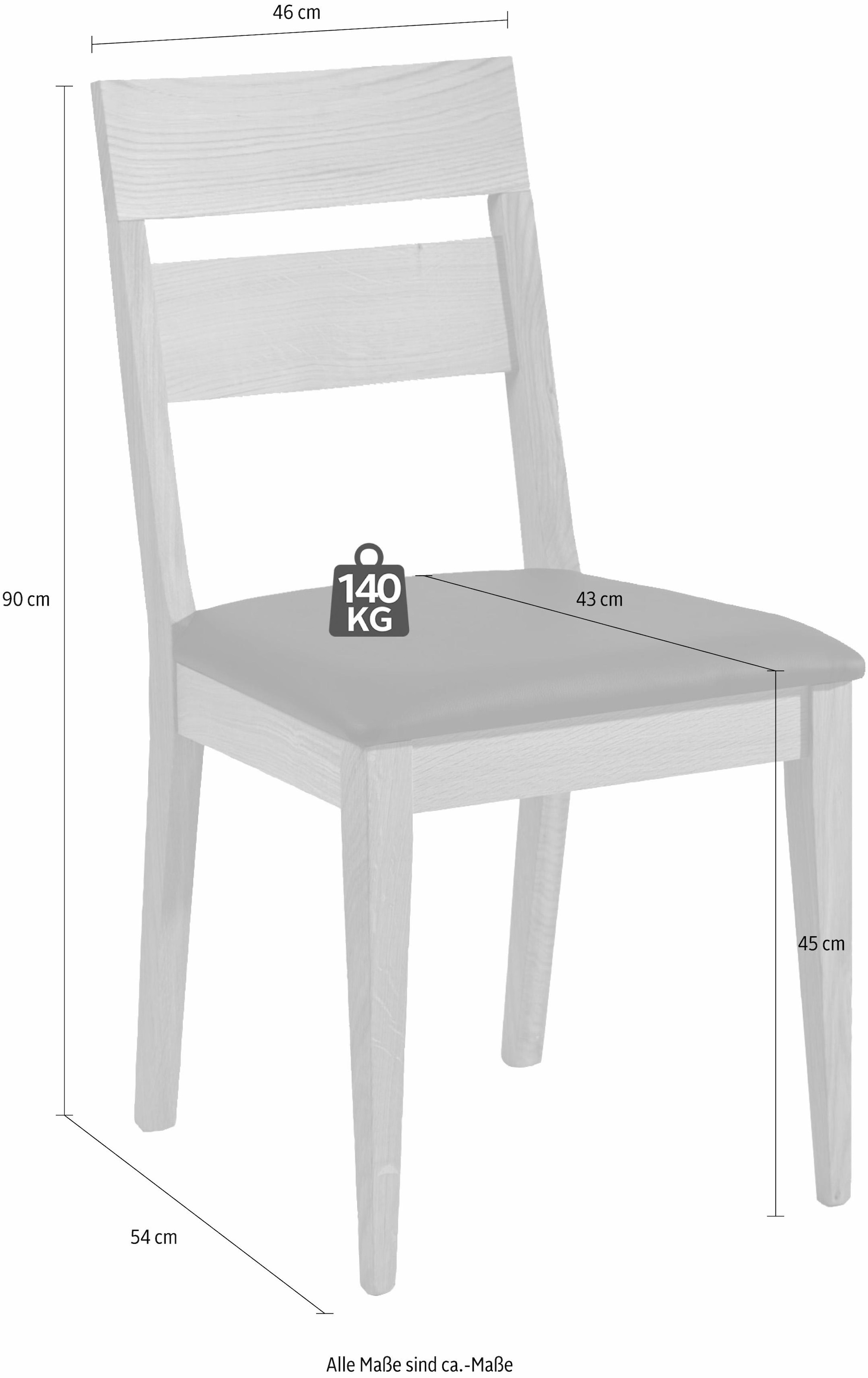 massivline&more 4-Fussstuhl »Filippa-P«, (Set), 2 St., Kunstleder, Gestell aus Massivholz