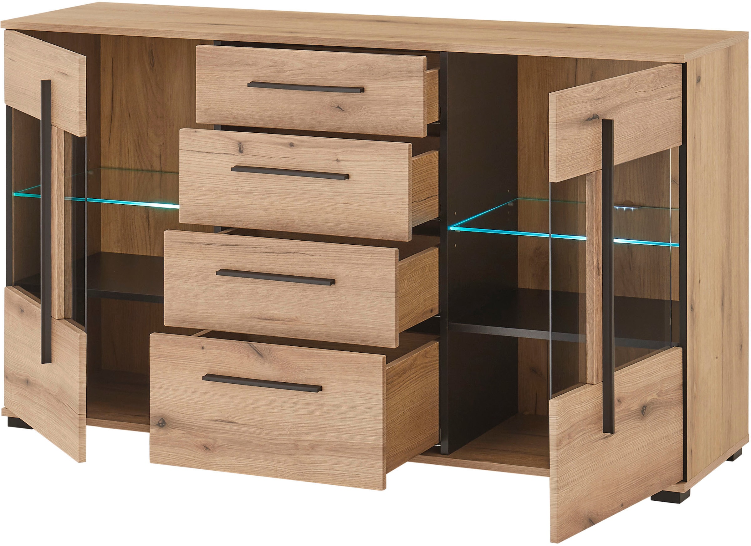 INOSIGN Sideboard »Cantara, moderner Schrank, Kommode in Eiche Evoke oder weiss«, schwarze Stangengriffe, ausreichend Stauraum, vielseitig einsetzbar