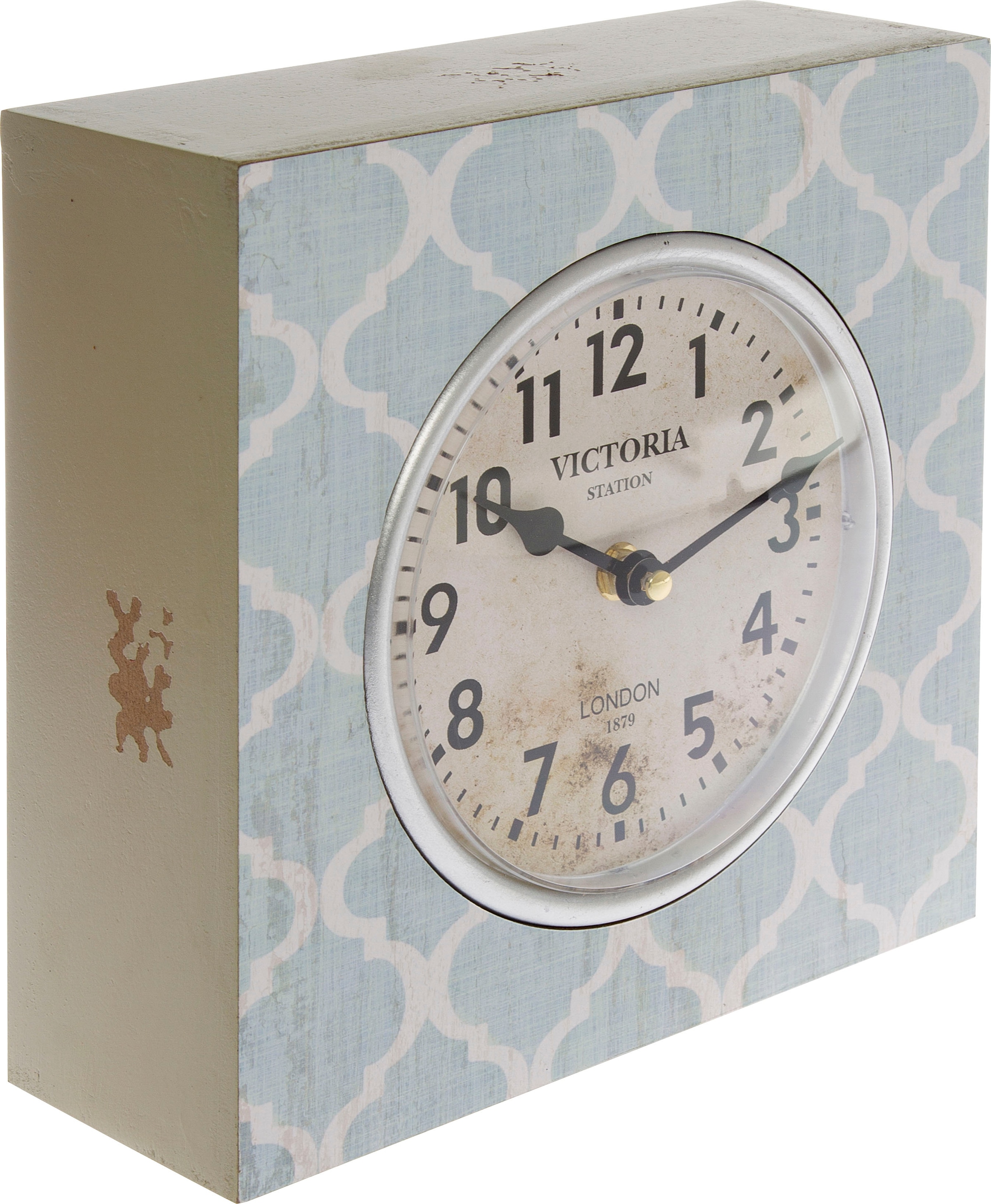Myflair Möbel & Accessoires Wanduhr »- Hellblau-« hellblau, Standuhr, eckig, Shabby Optik, ideal im Wohnzimmer