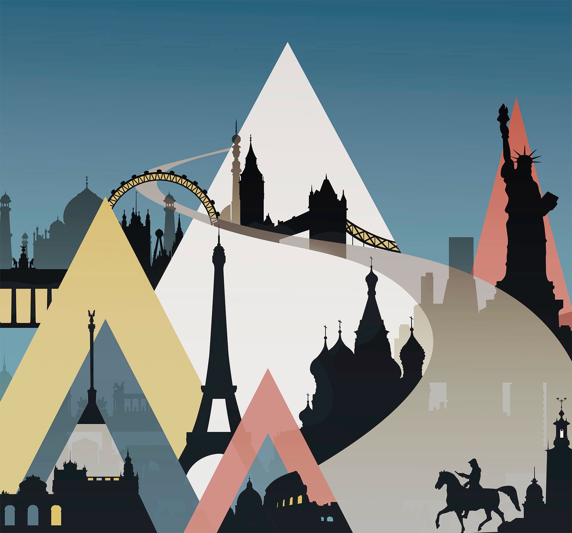 Image of Komar Fototapete »Sightseeing«, bedruckt-Comic-Retro-mehrfarbig, BxH: 300x280 cm bei Ackermann Versand Schweiz