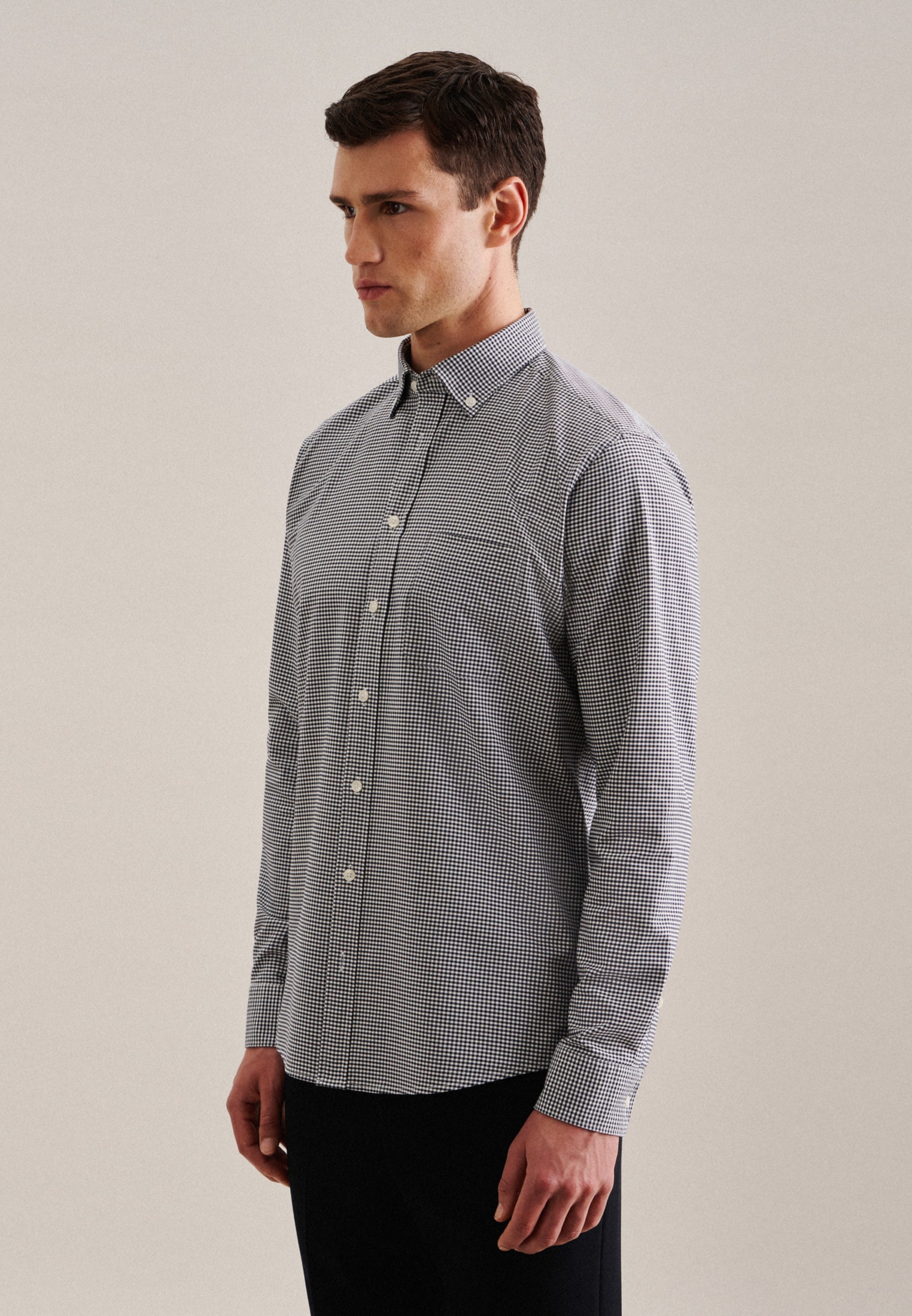 Image of seidensticker Businesshemd "Schwarze Rose" Regular 1/1 Button-Down-Kragen Karo