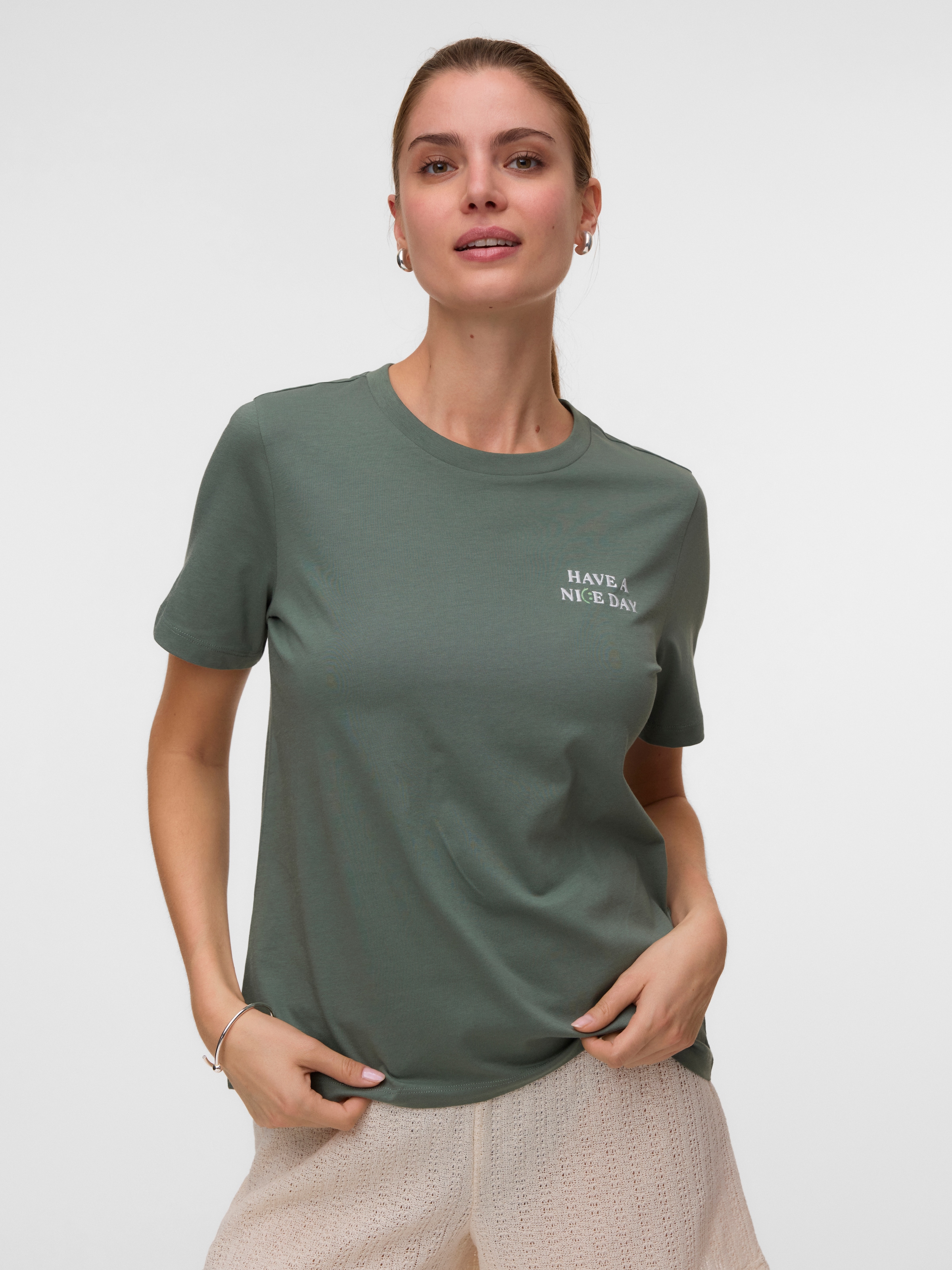 Image of Vero Moda Kurzarmshirt "VMSIGRID PAULINA SS TOP BOX JRS" Baumwolle, regular fit