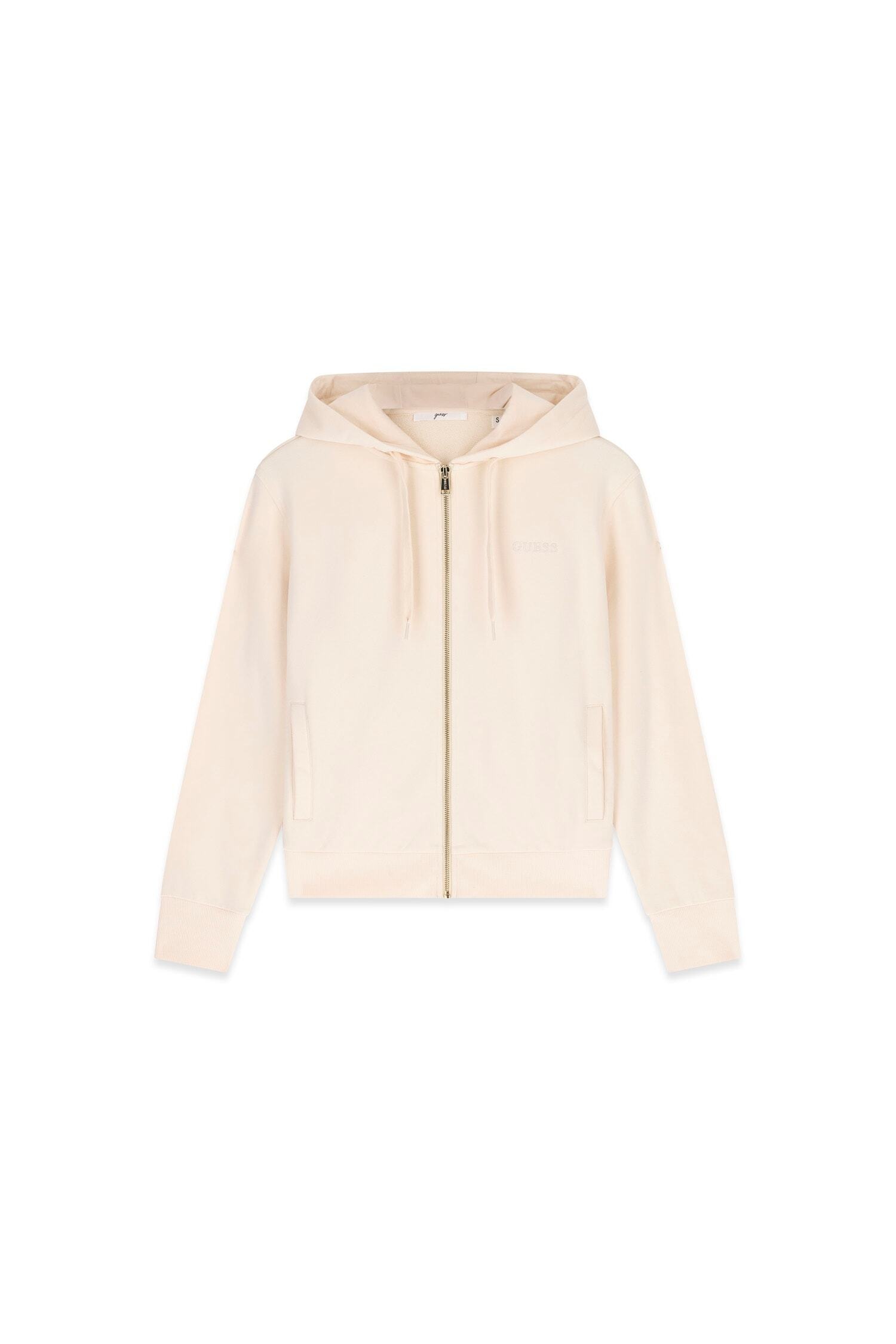 Guess Kapuzensweatjacke »SOFIA ZIPPER SWEATSHIRT« mit Logostickerei, Baumwollmix