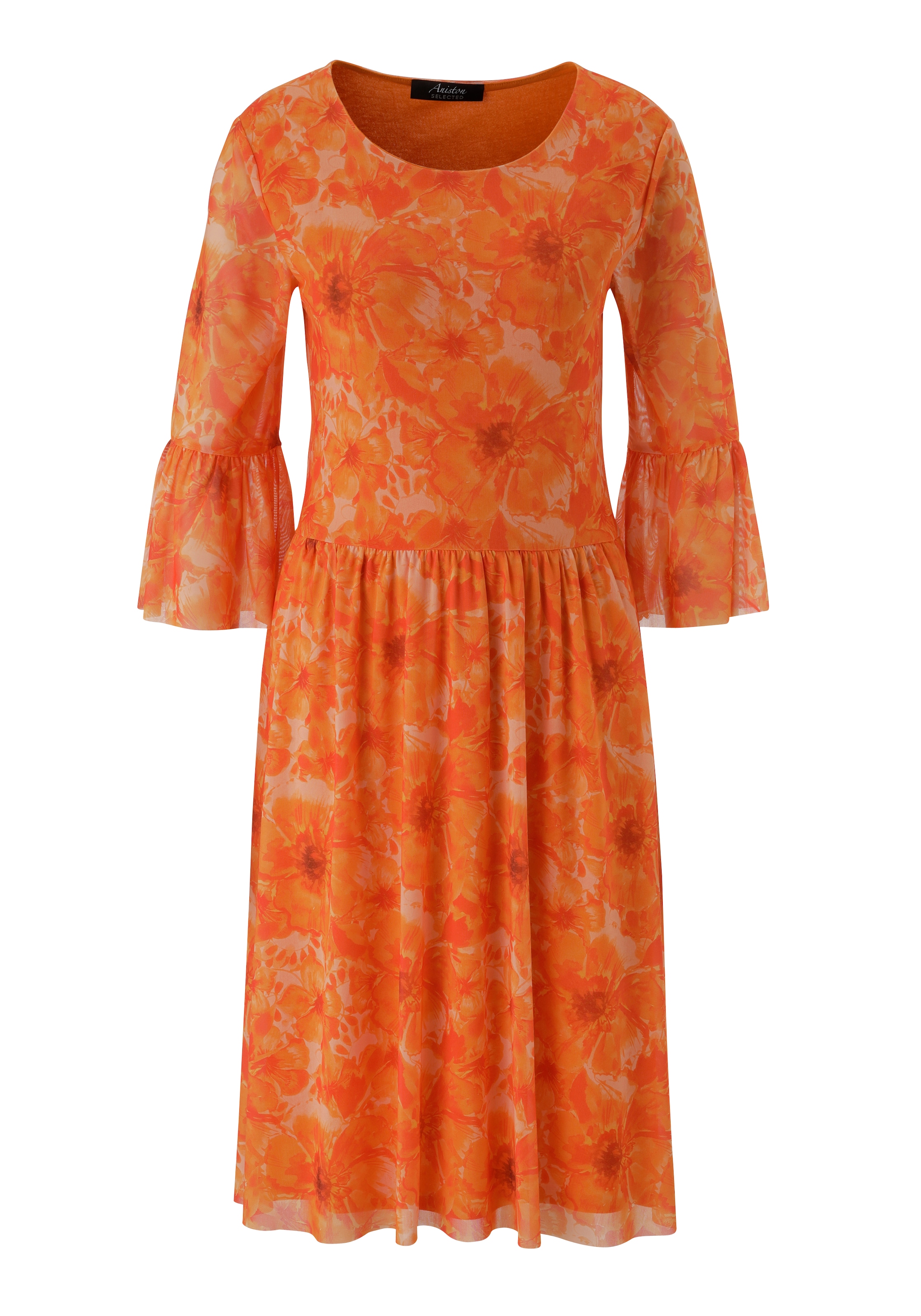 Aniston SELECTED Robe en maille mit grossflächigen Batik-Blüten bedruckt - NEUE KOLLEKTION