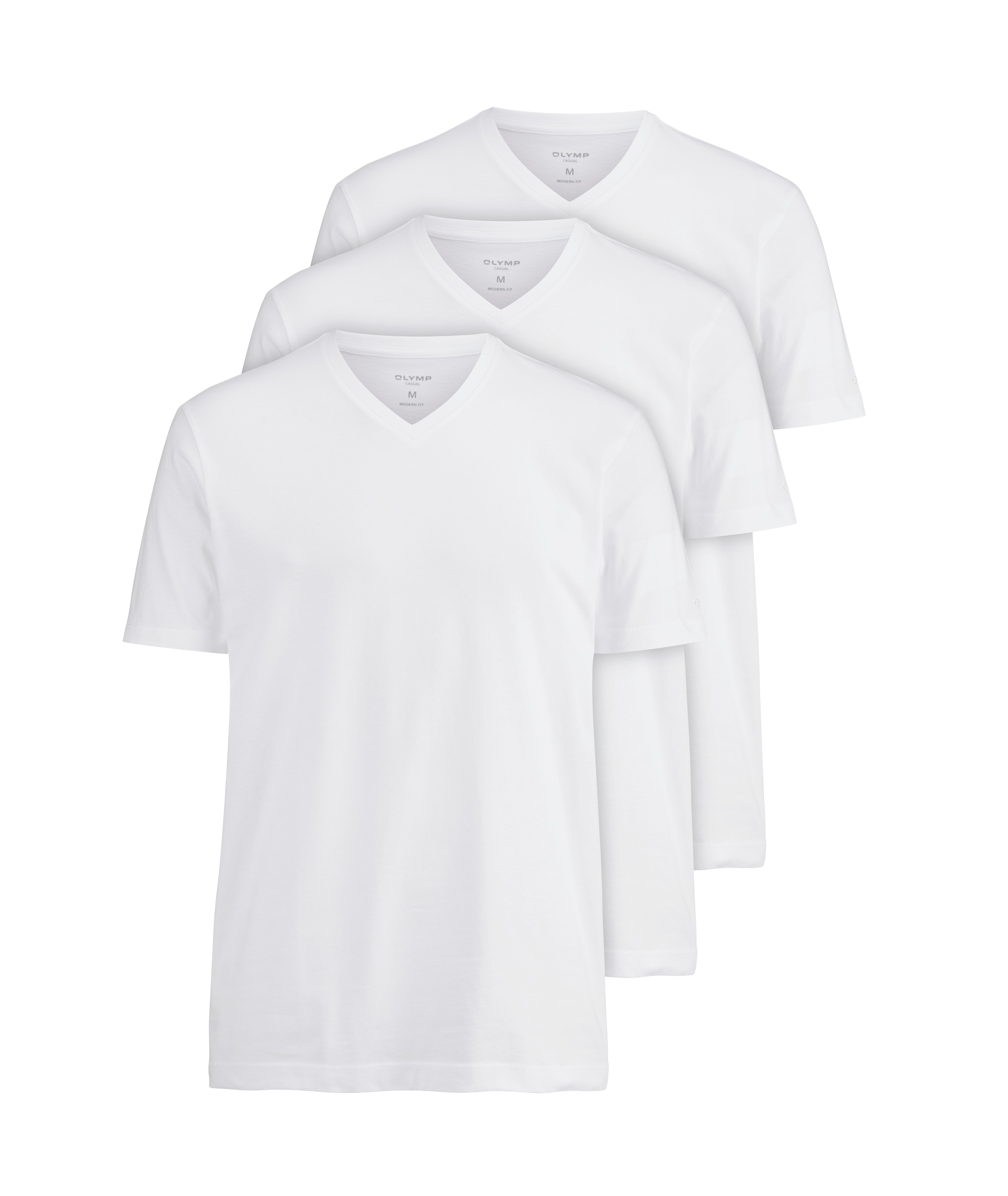 Image of OLYMP T-Shirt Packung, 3er, 3 Stk. V-Ausschnitt, modern fit, reine Baumwolle