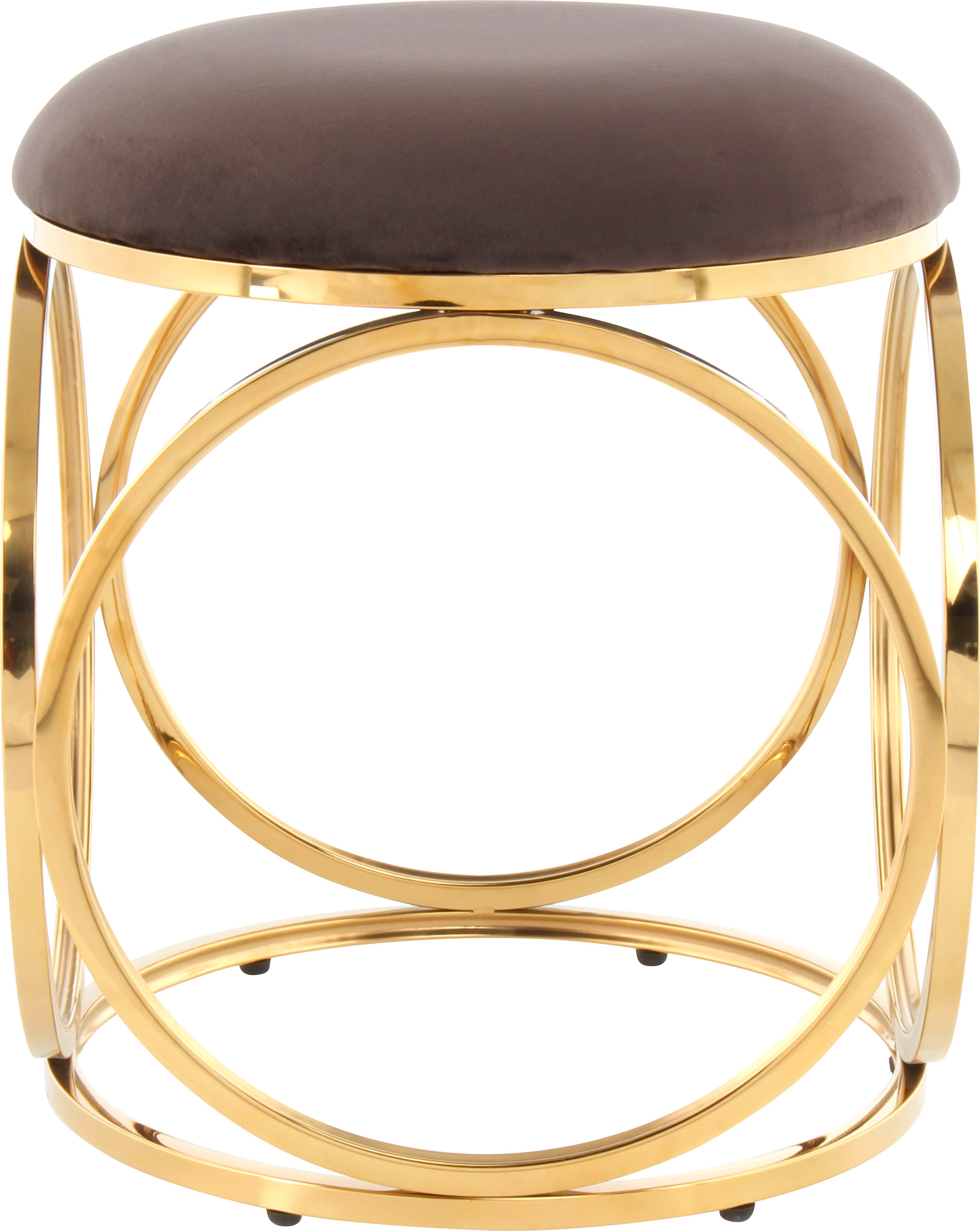 Kayoom Pouf »Hocker Whitney 325,Hocker mit offenem Design,  Gestell aus Metall« 1 cuis tlg. glamourös, hochwertig, pflegeleicht, rundes Sitzkissen