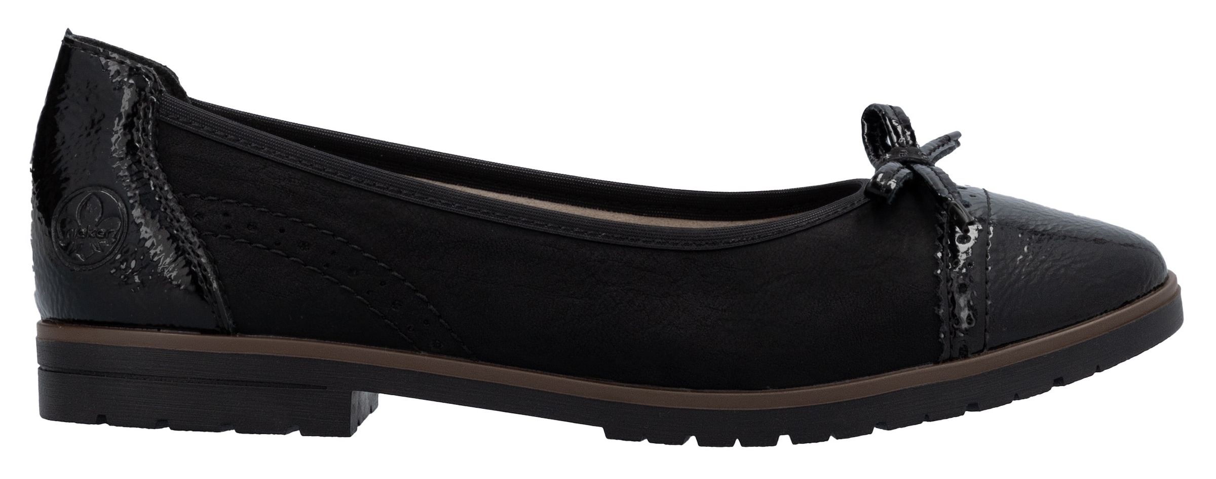 Rieker Ballerina  , Loafer, Schlupfschuh, Flats, Slipper, Businessschuh mit Schleifchen