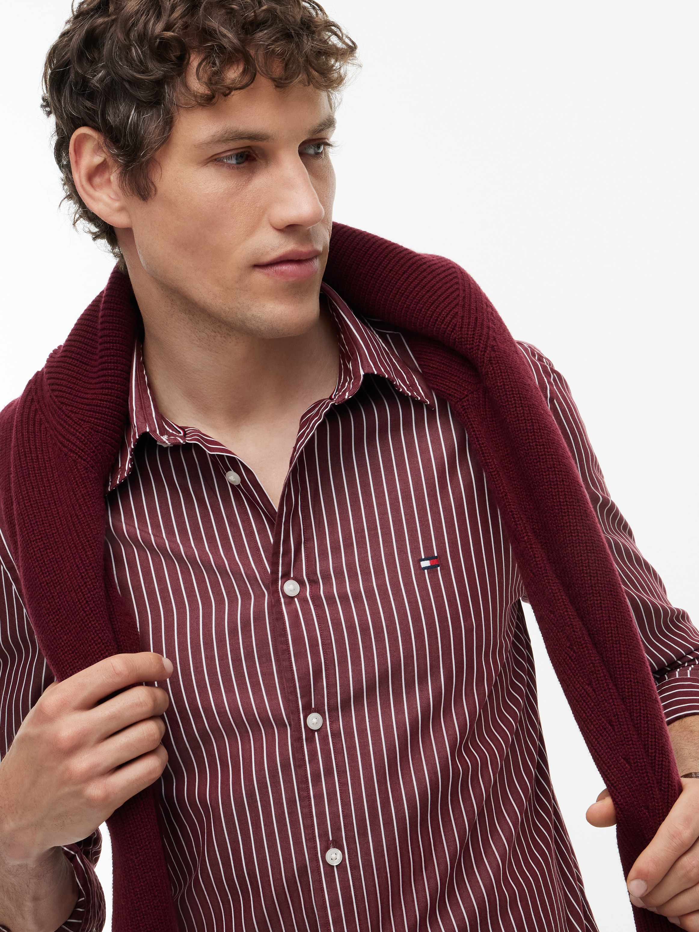 Tommy Hilfiger Chemise à manches longues »FLEX HAIRLINE POPLIN REGULAR FIT« Col boutonné, rayé