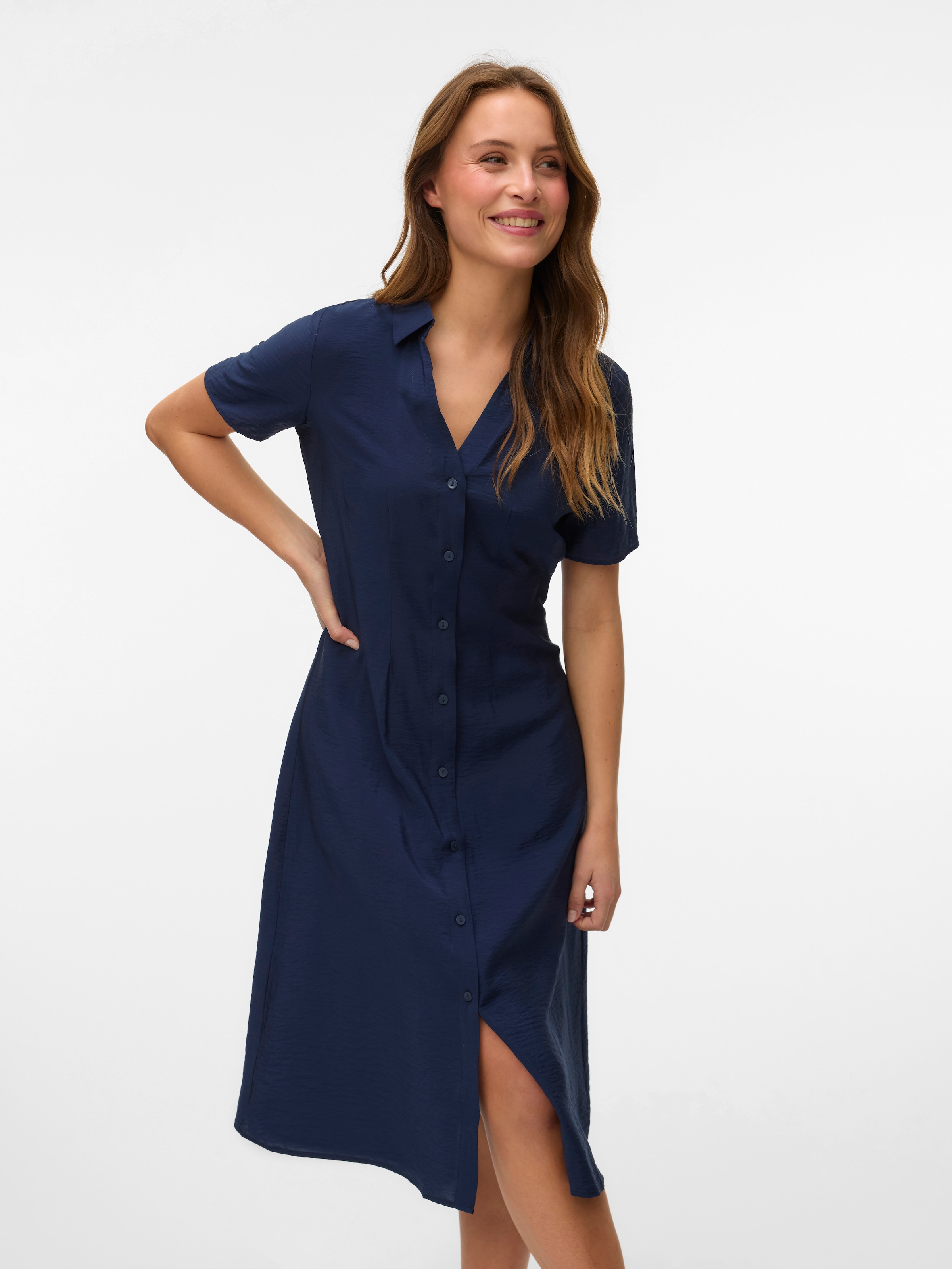 Vero Moda Robe chemisier »VMJOSIE S/S CALF SHIRT DRESS WVN GA« Viskosemischung, regular fit