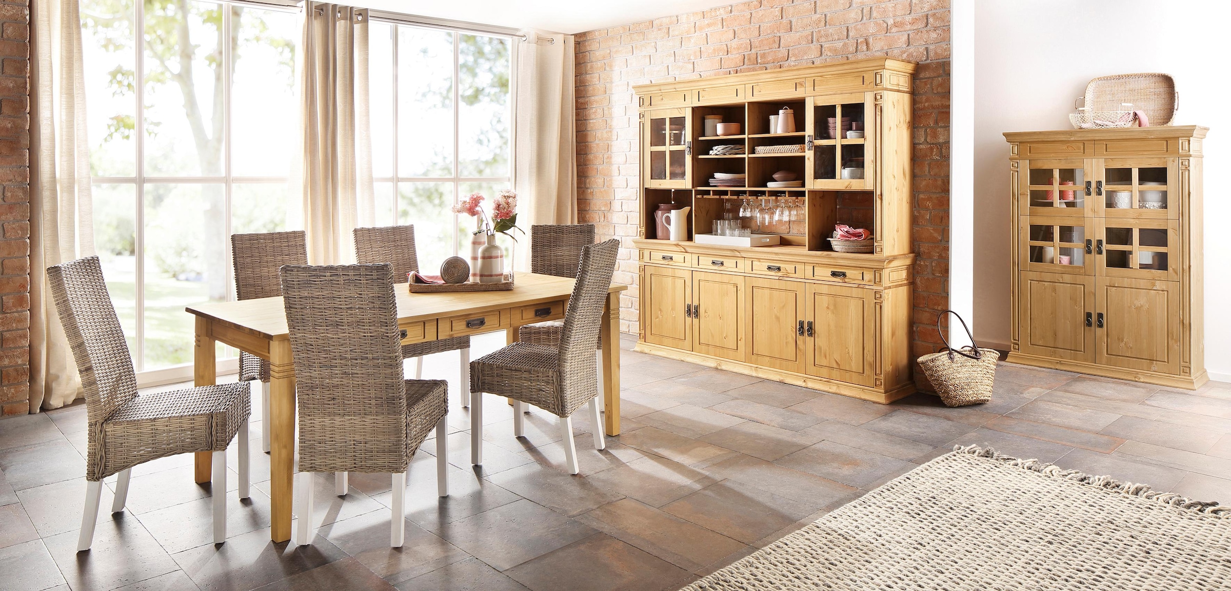 Sideboard Kommode im klassischen Landhausstil, Breite 202 cm